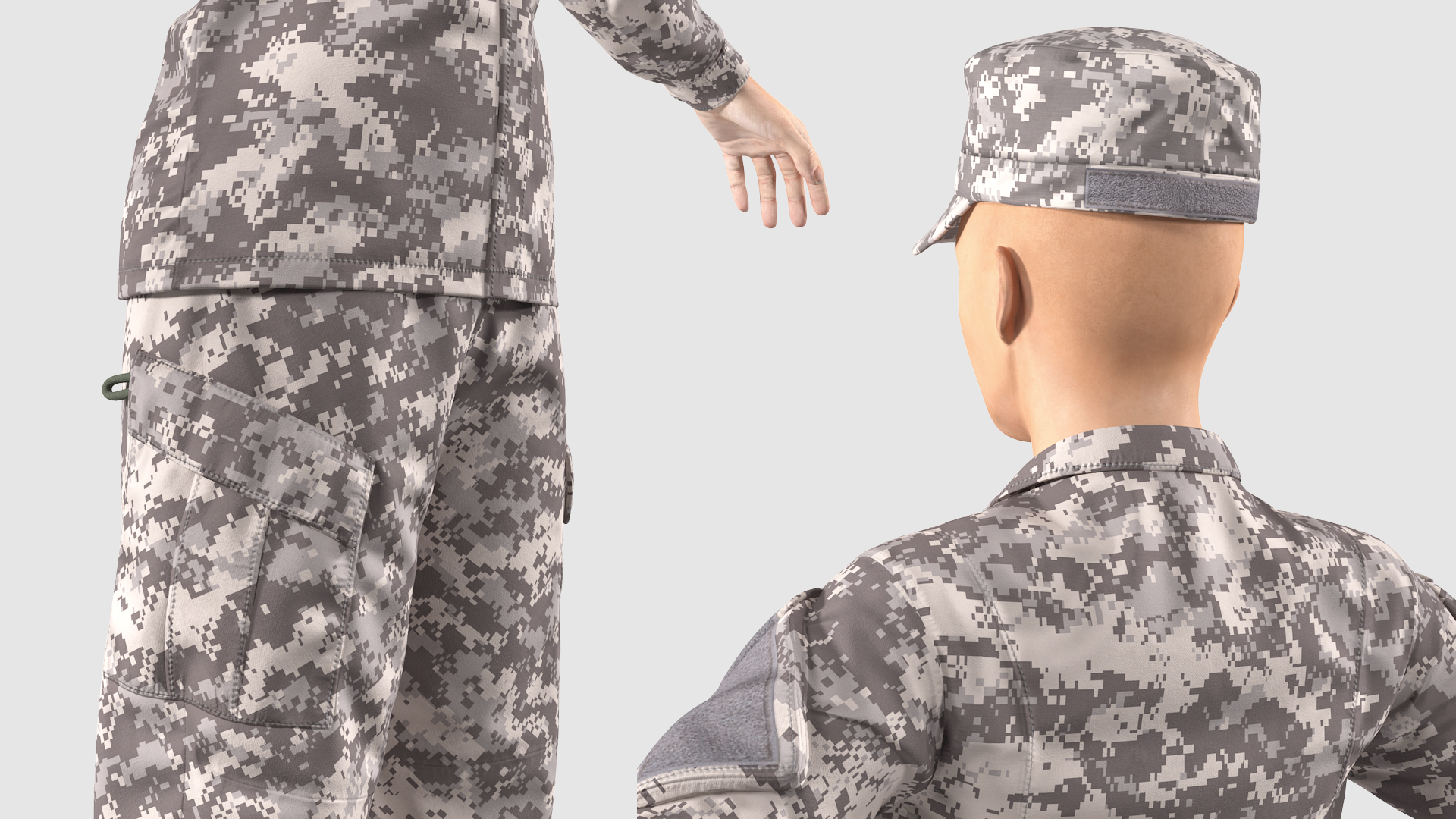 Female Soldier Military ACU Rigged 3D model