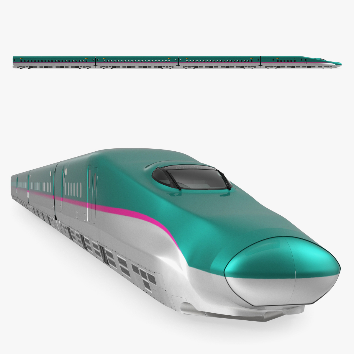 Japanese Shinkansen E5 High Speed Train 3D Model, view 5