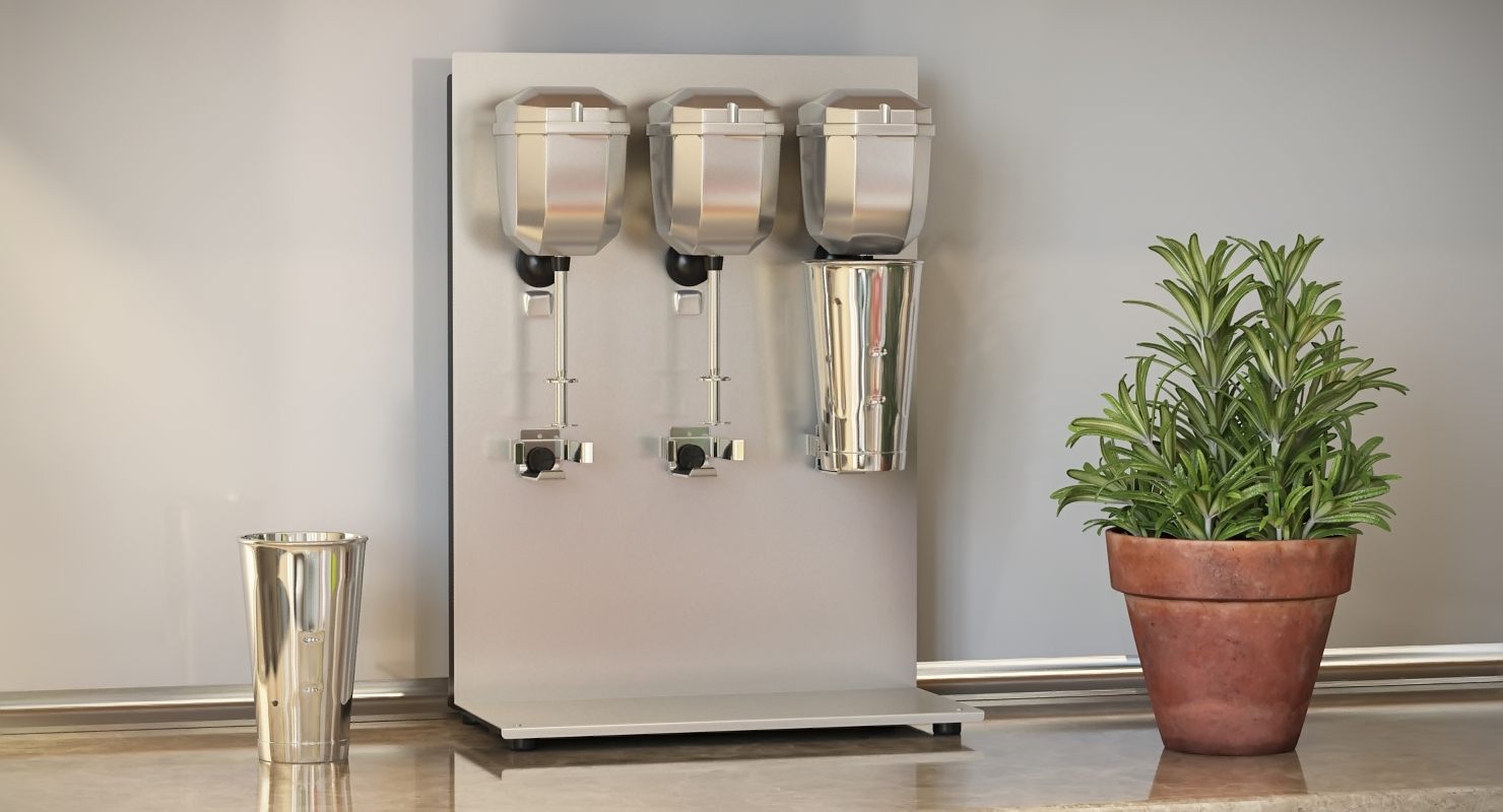 Commercial Triple Spindle Drink Mixer 3D