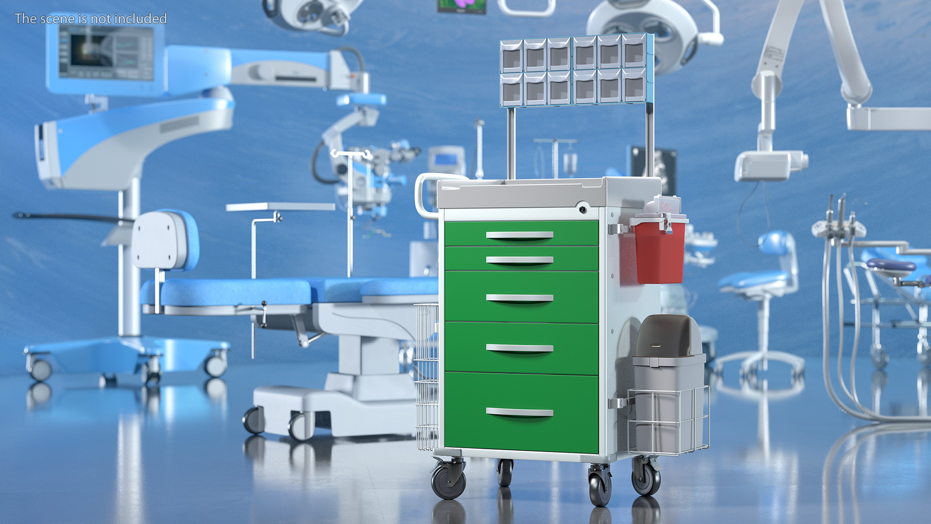 3D General Purpose Medical Cart with Organizer model