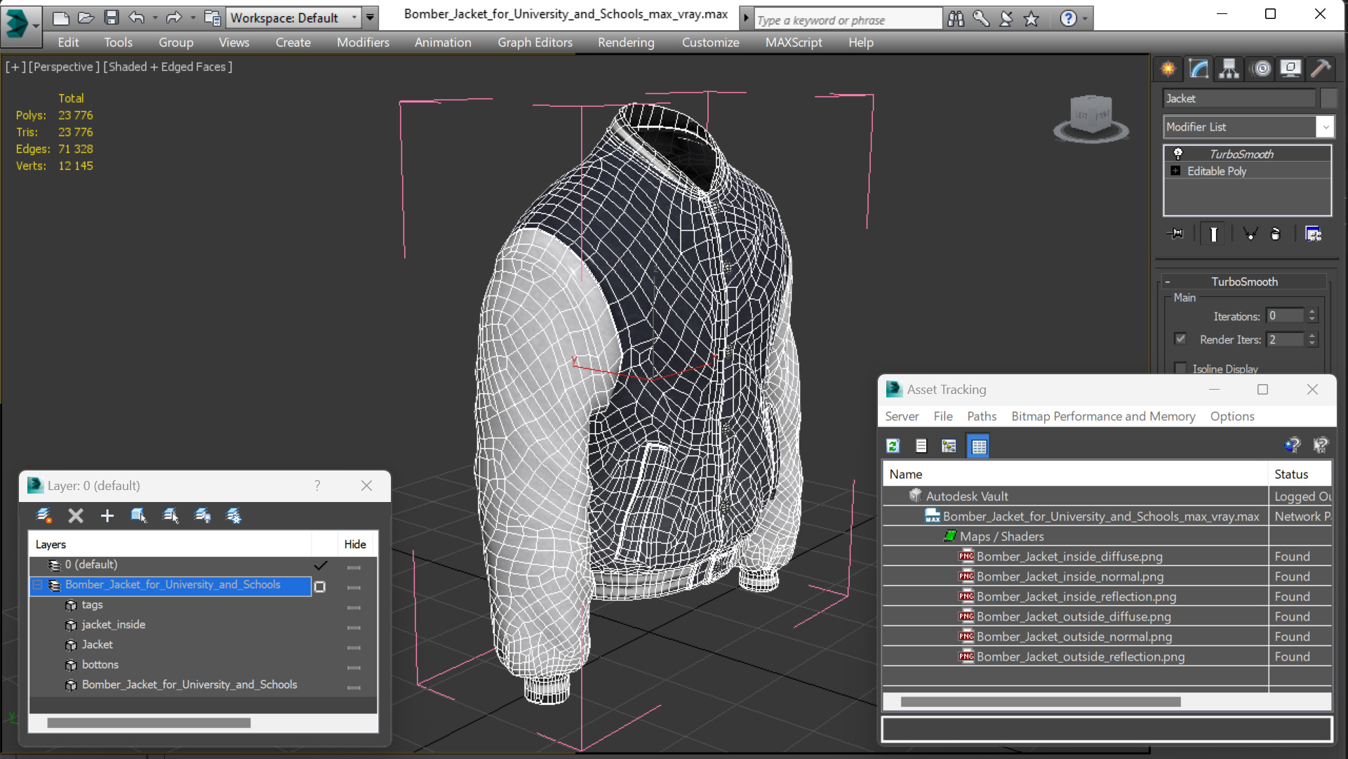 3D model Bomber Jacket for University and Schools