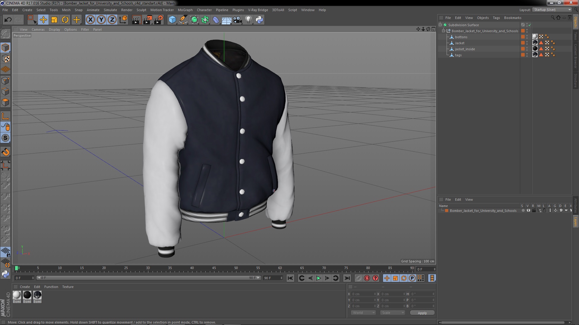 3D model Bomber Jacket for University and Schools