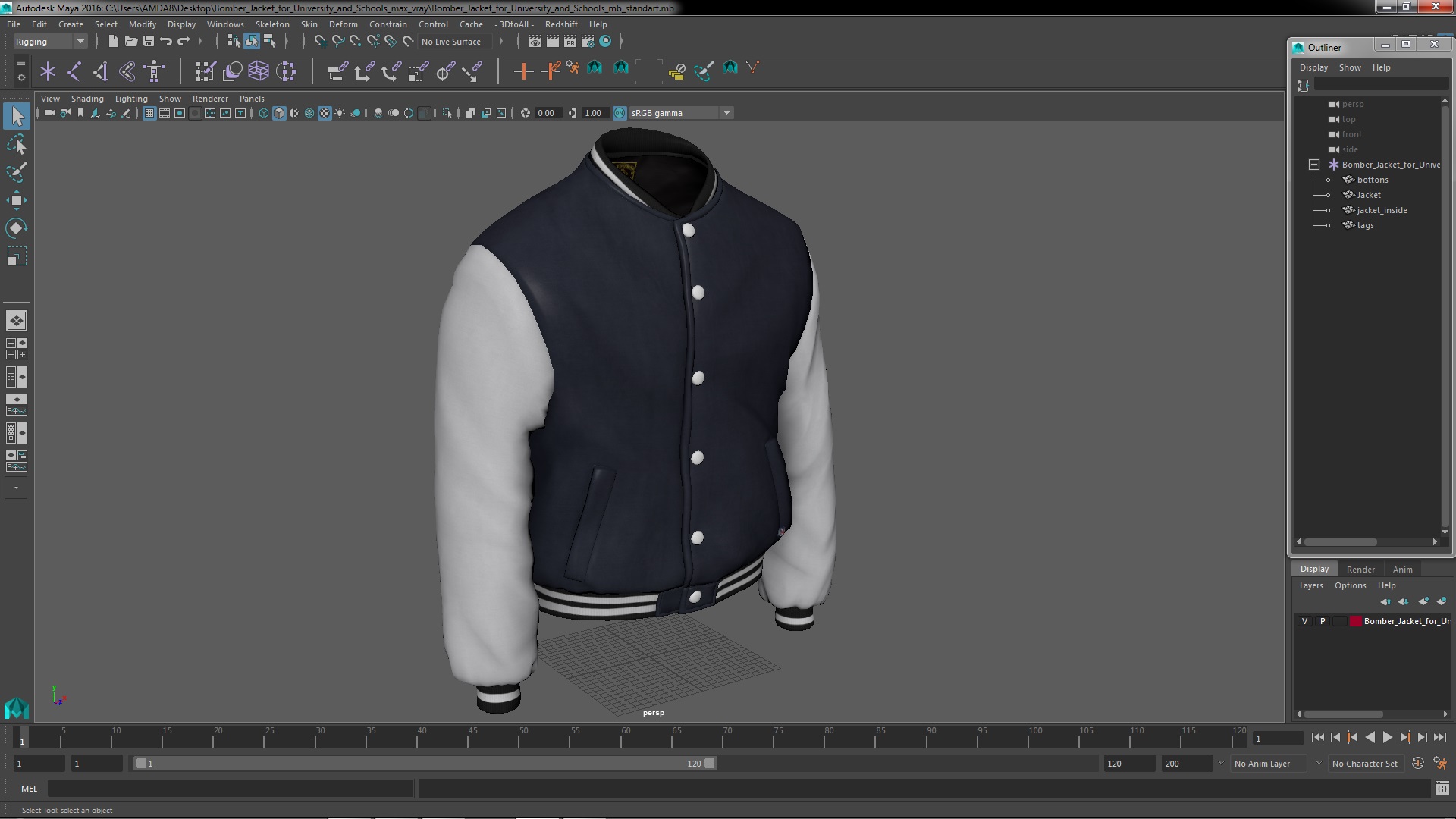 3D model Bomber Jacket for University and Schools