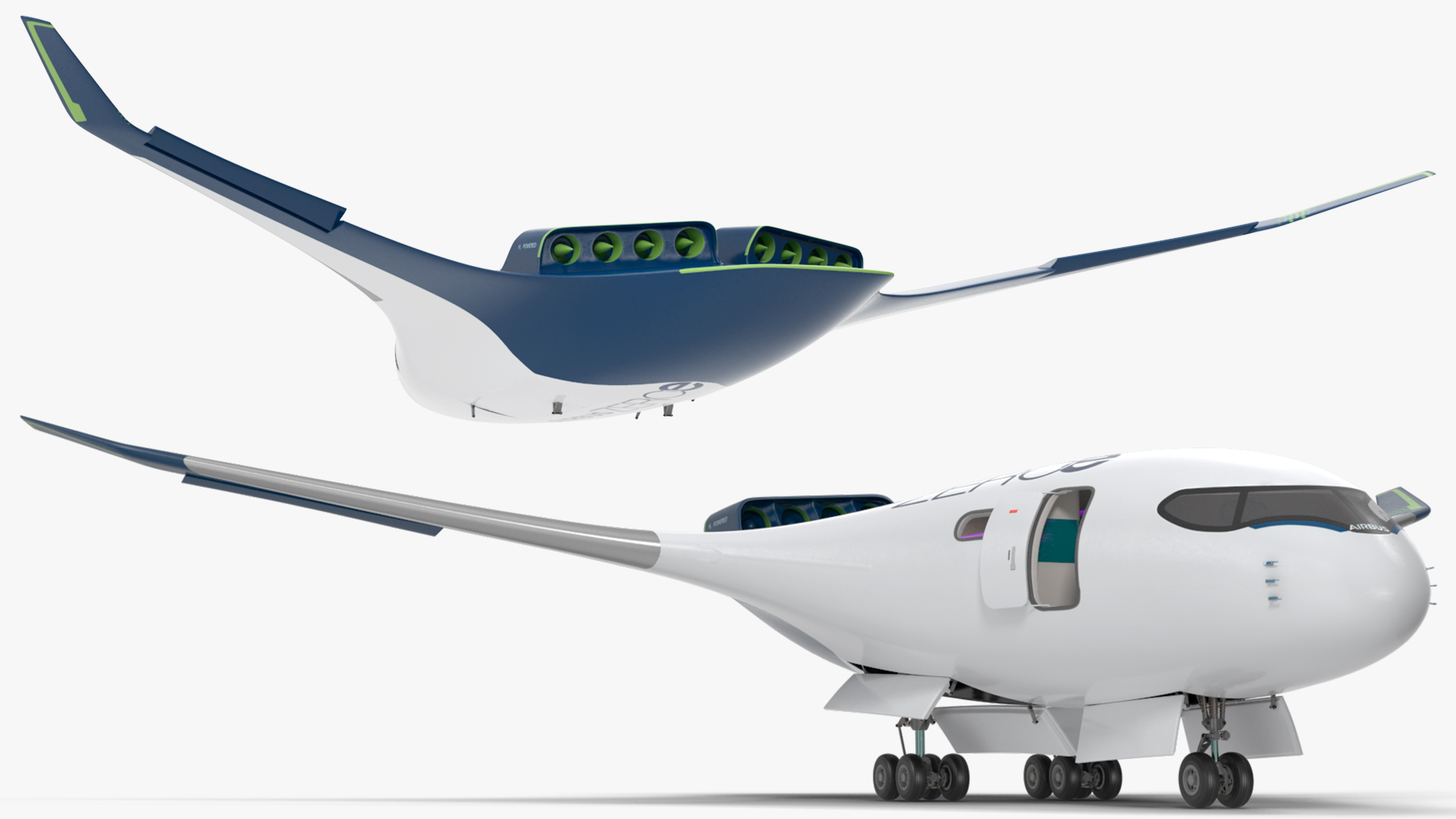 3D Airbus ZEROe Blended-Wing Body Rigged for Maya