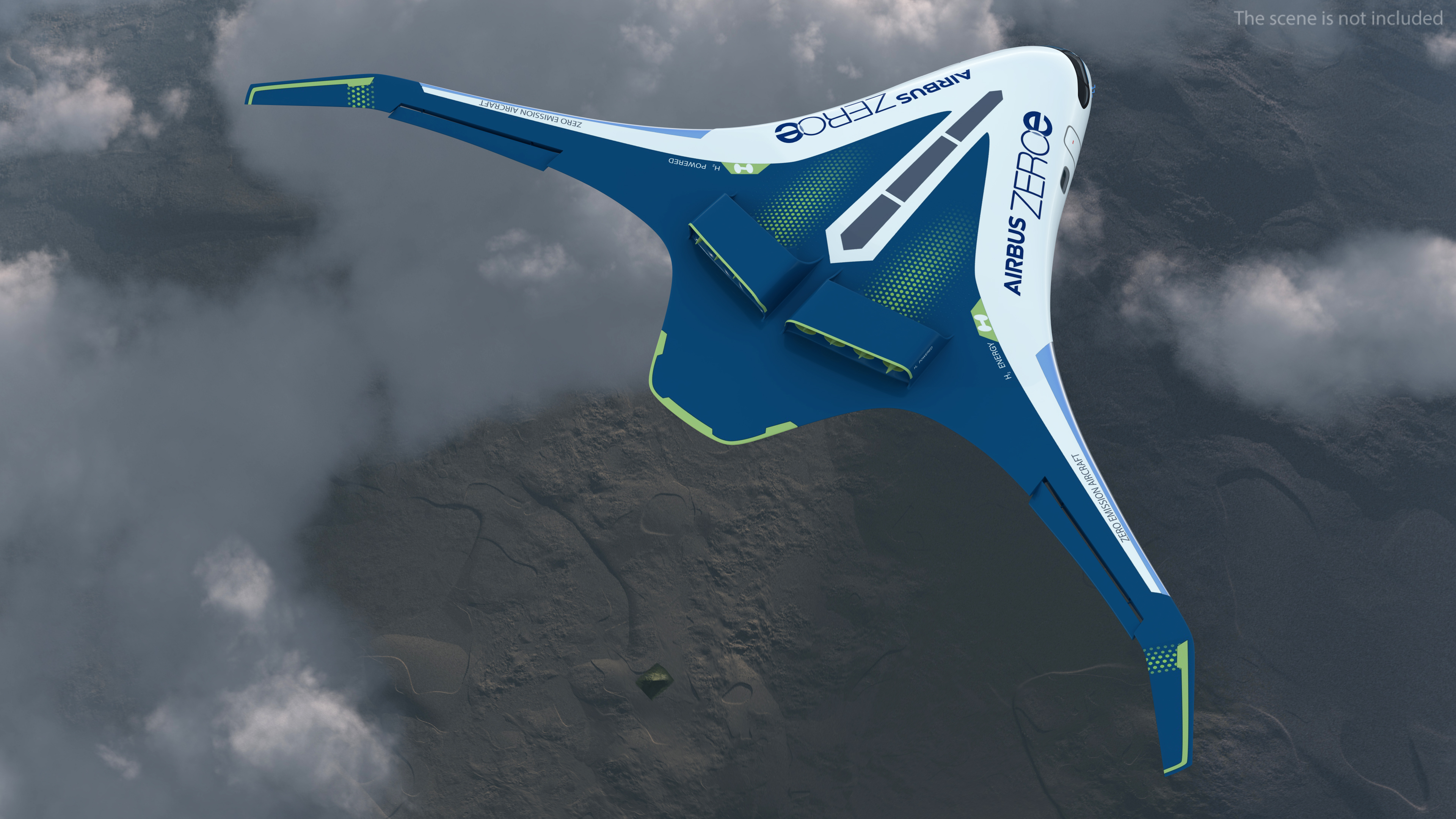 3D Airbus ZEROe Blended-Wing Body Rigged for Maya