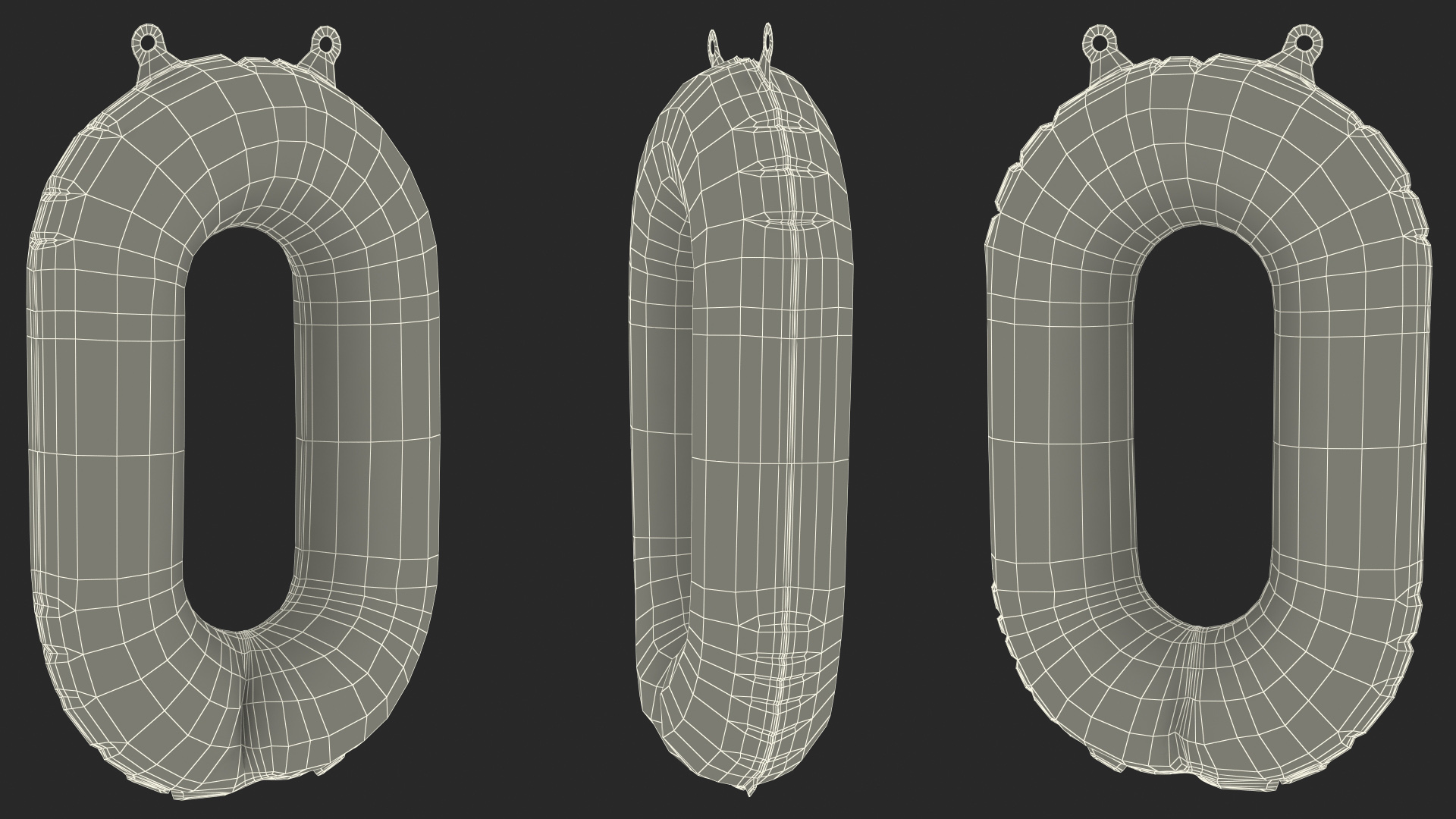 3D model Balloon Numbers 0 Rainbow