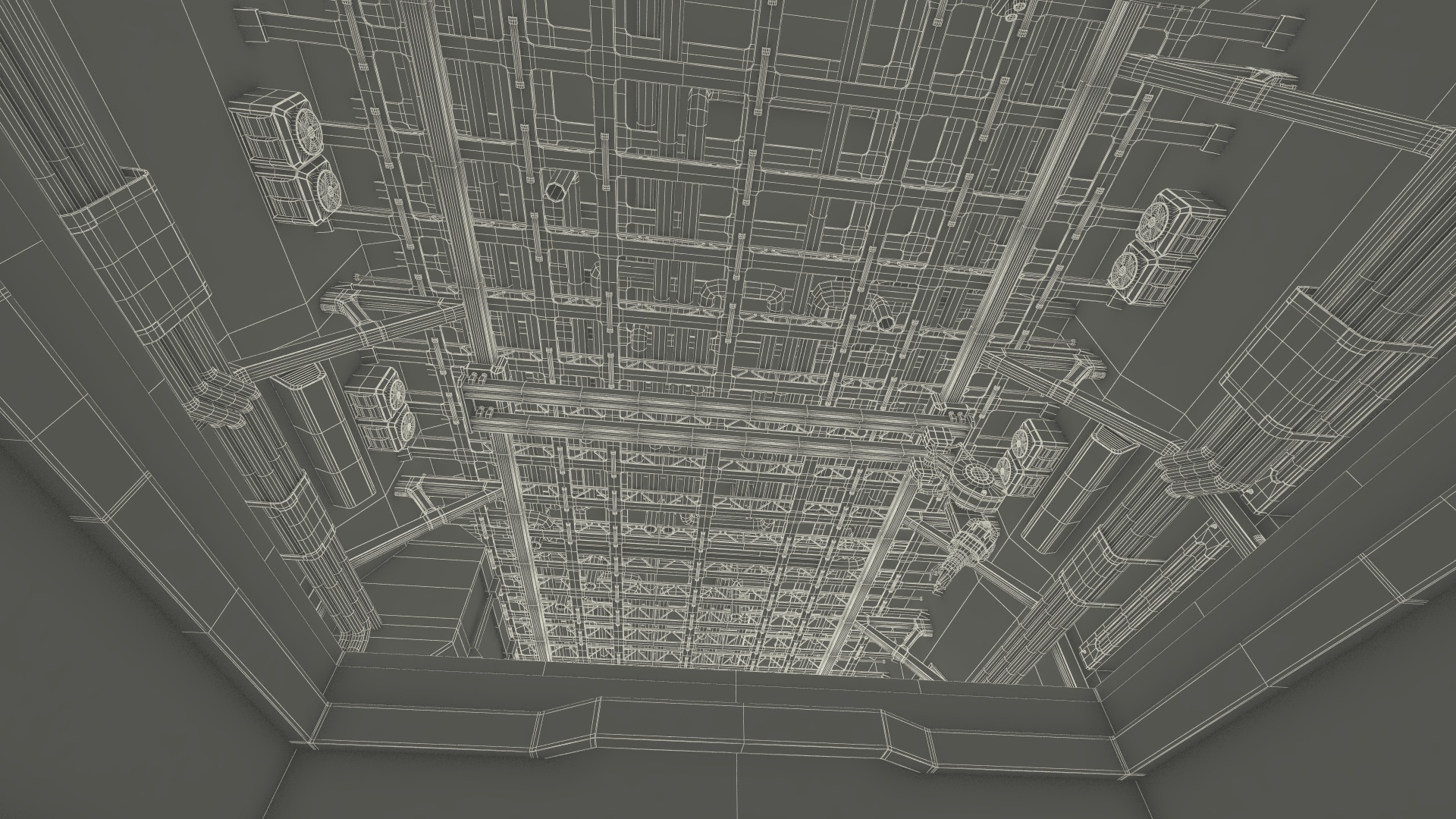 3D Futuristic Hangar Interior Blue Lights model