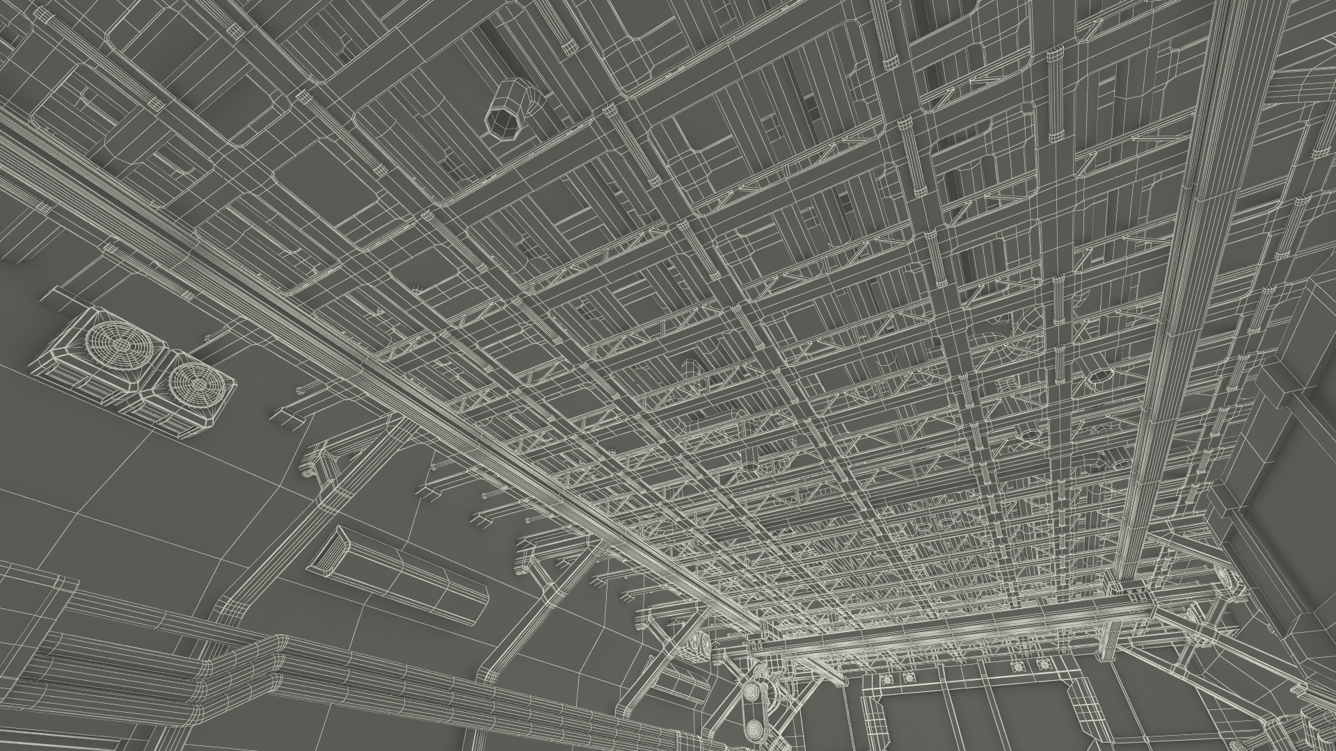 3D Futuristic Hangar Interior Blue Lights model