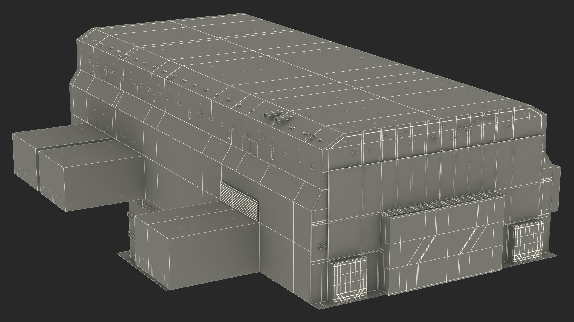 3D Futuristic Hangar Interior Blue Lights model