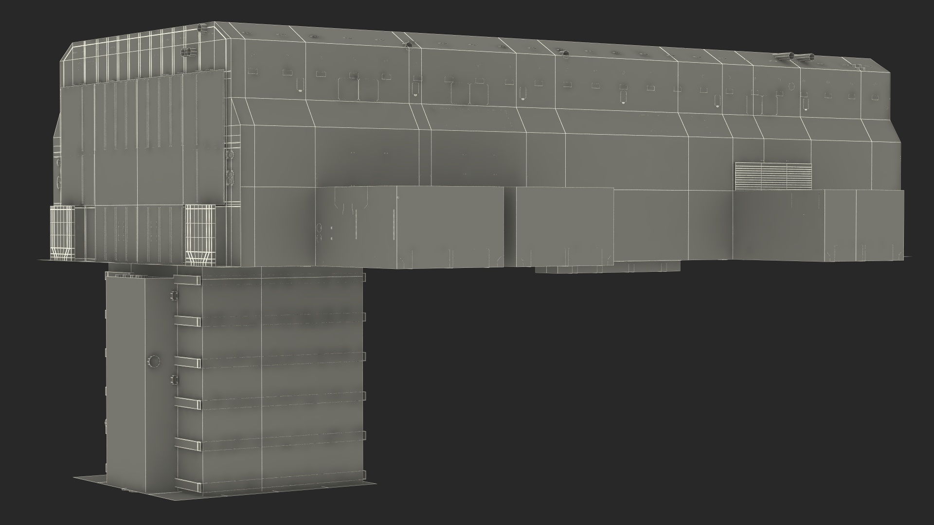 3D Futuristic Hangar Interior Blue Lights model