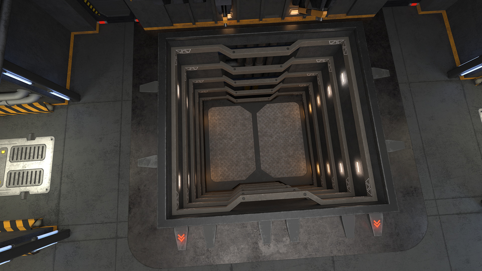 3D Futuristic Hangar Interior Blue Lights model