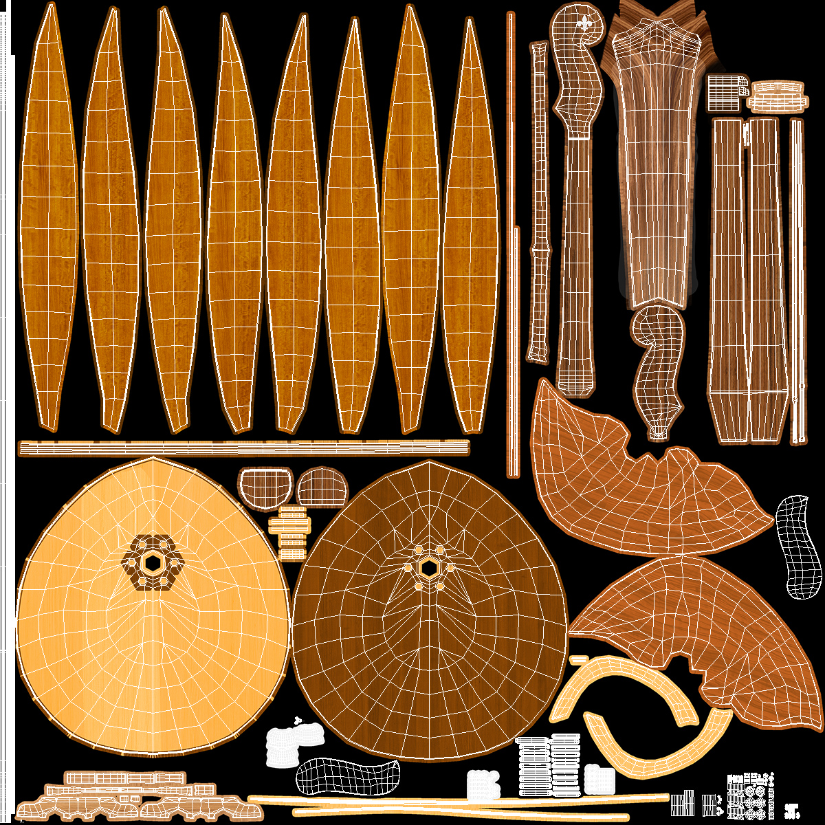 Domra Alto Three String Folk Instrument 3D model