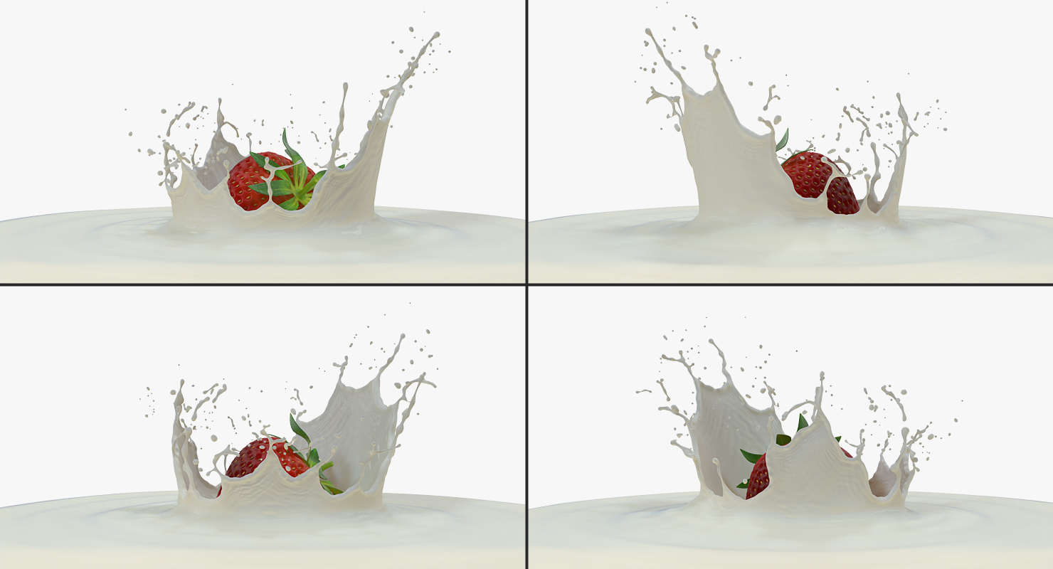 Strawberry Milk Splash 3D