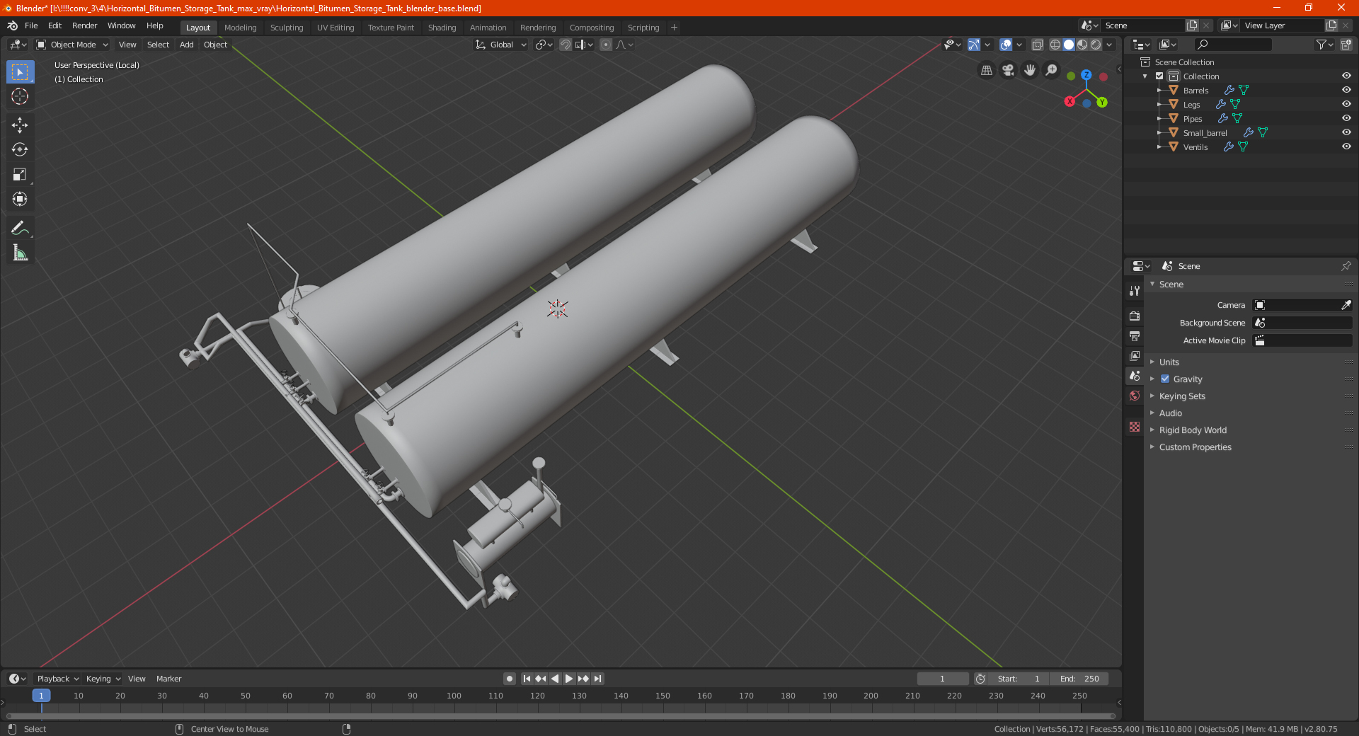3D Horizontal Bitumen Storage Tank