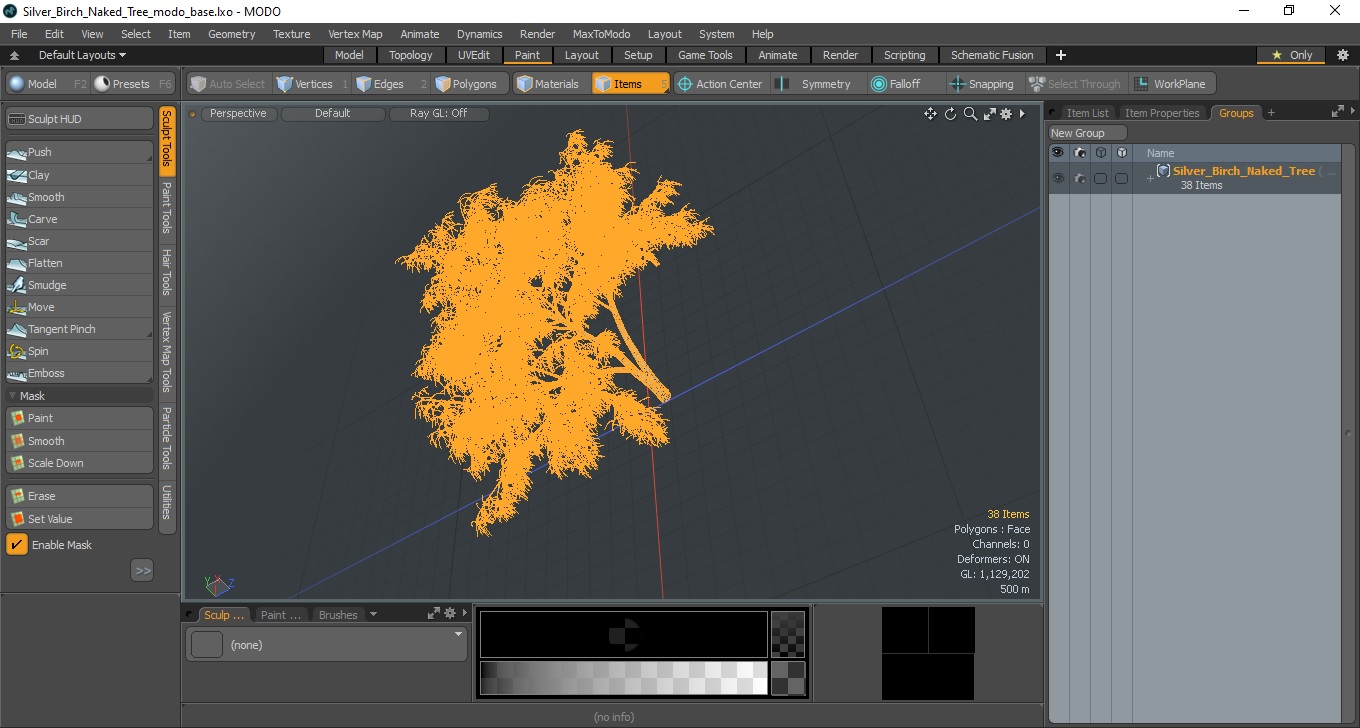 3D Silver Birch Naked Tree model
