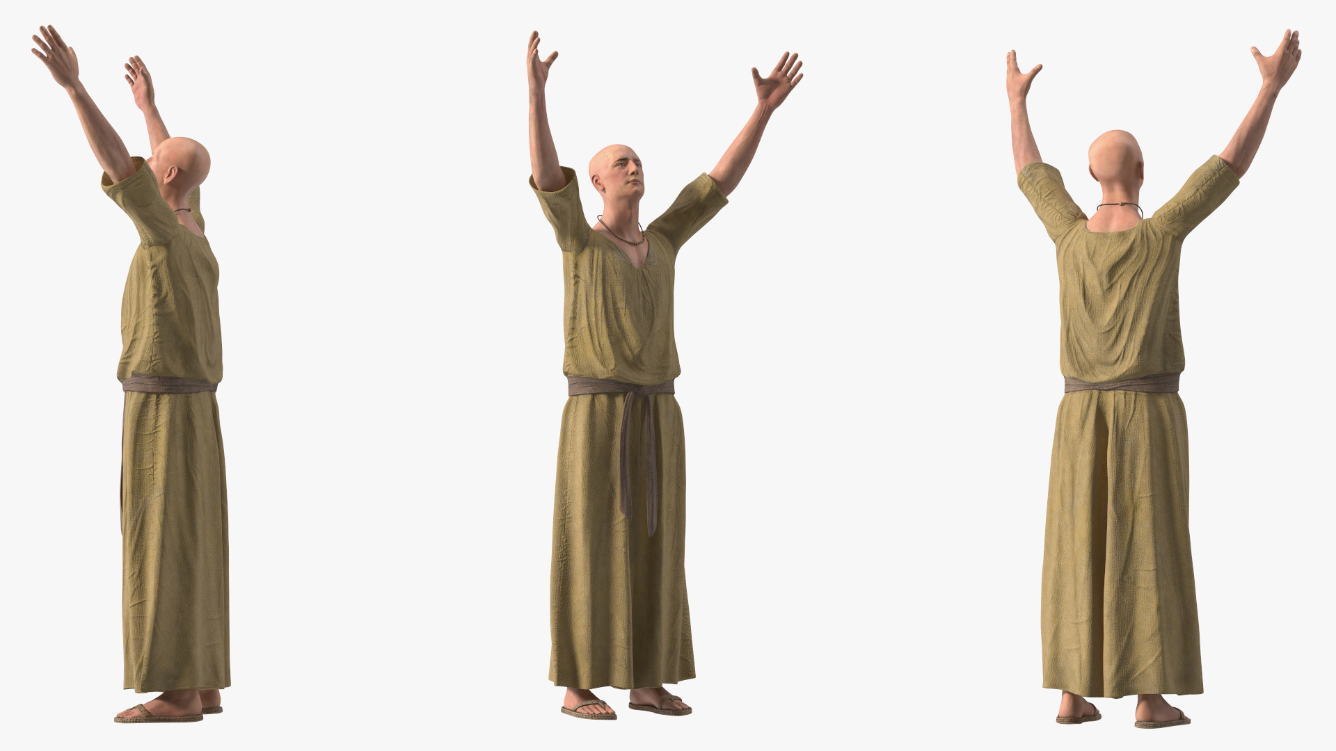 3D model Ancient Priest Rigged for Cinema 4D