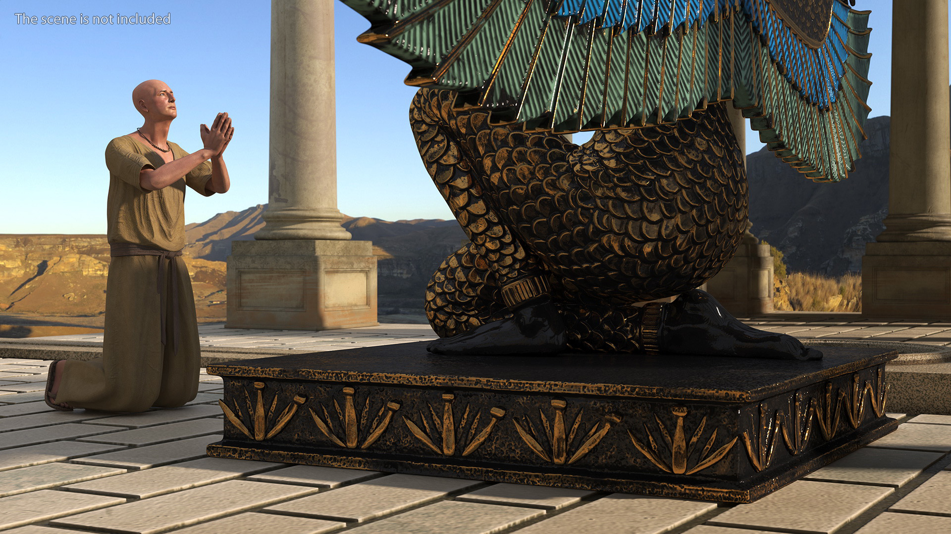 3D model Ancient Priest Rigged for Cinema 4D