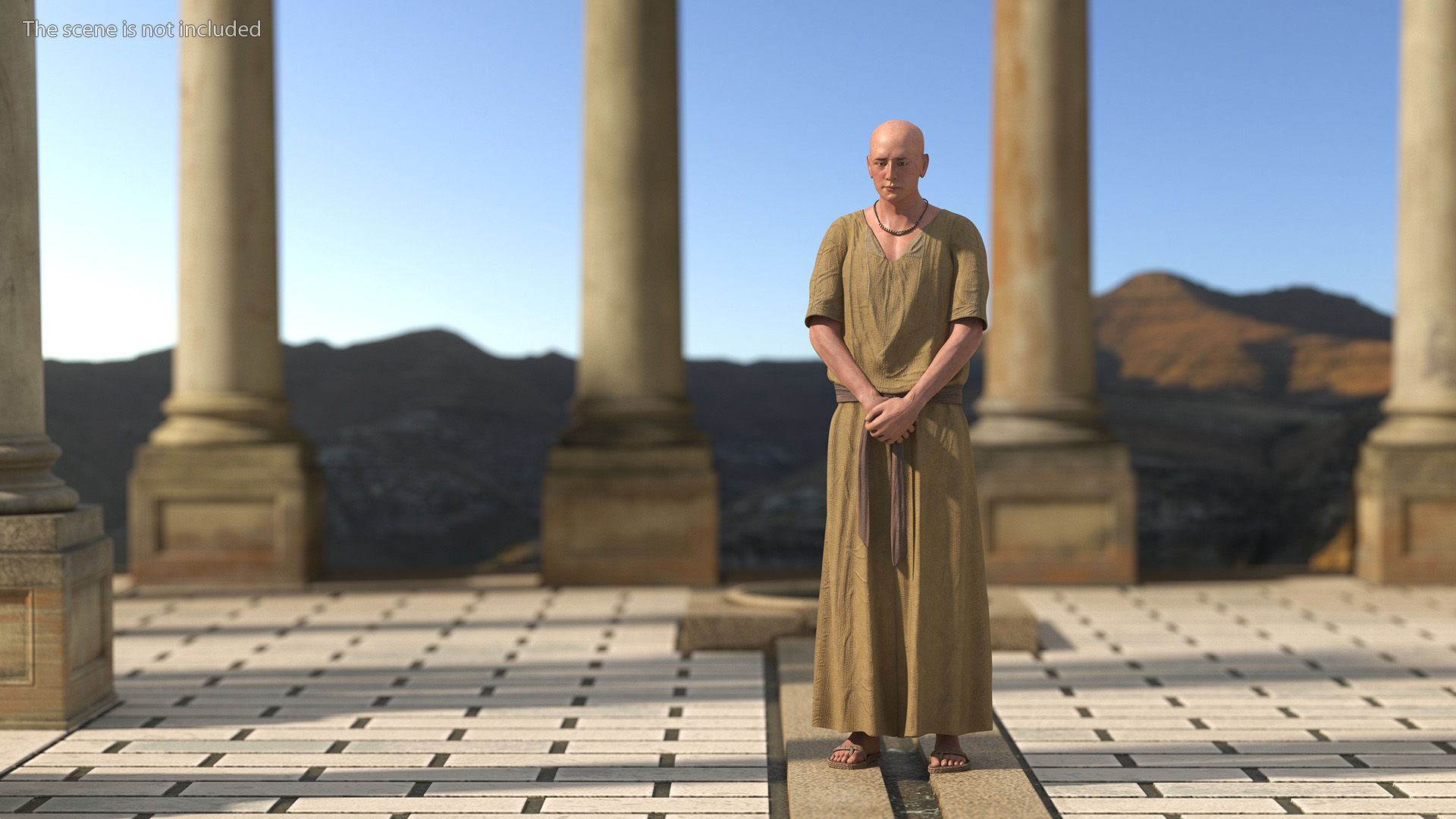 3D model Ancient Priest Rigged for Cinema 4D