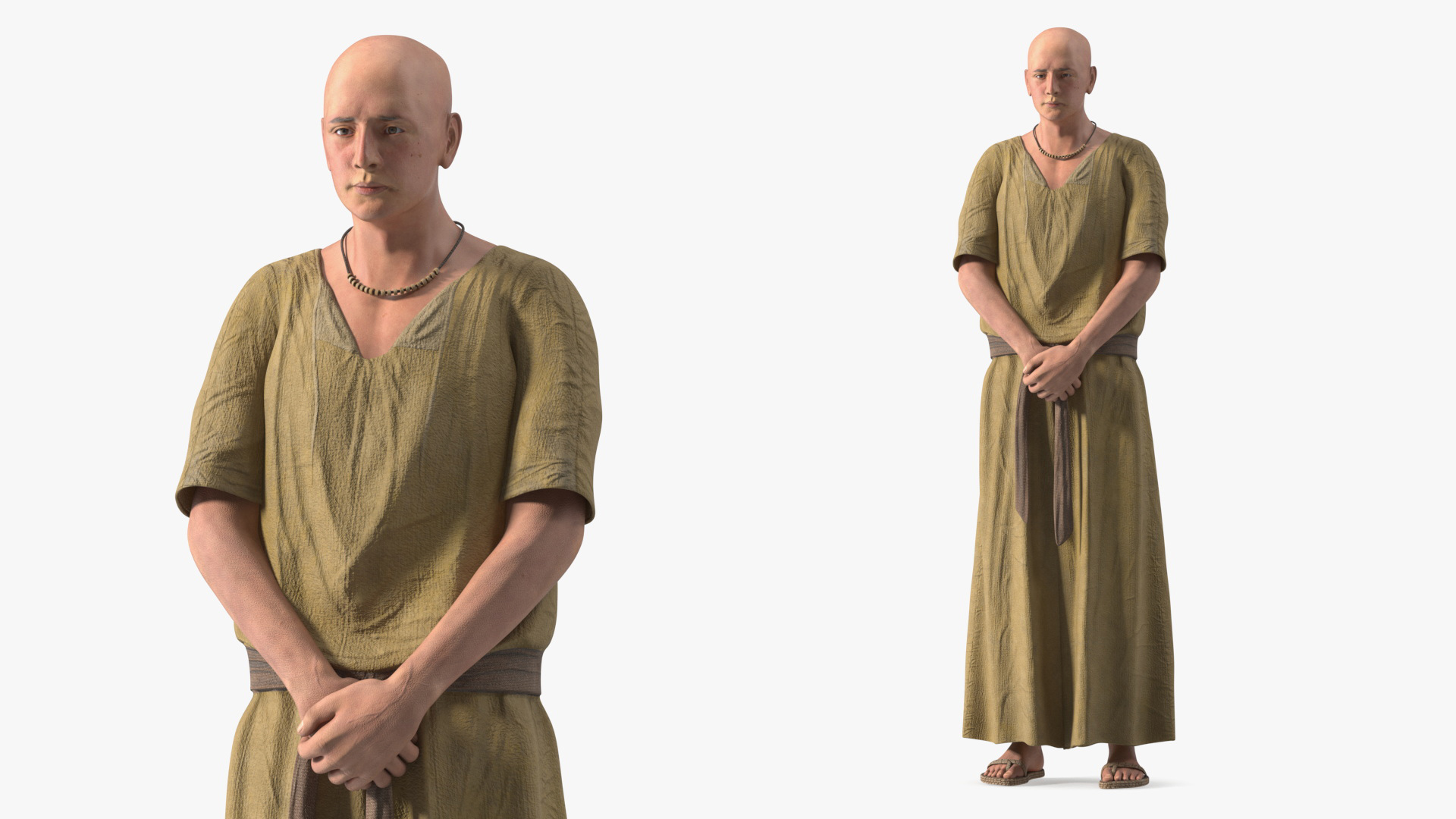 3D model Ancient Priest Rigged for Cinema 4D