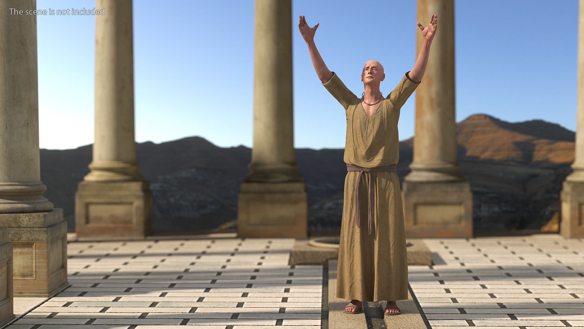 3D model Ancient Priest Rigged for Cinema 4D