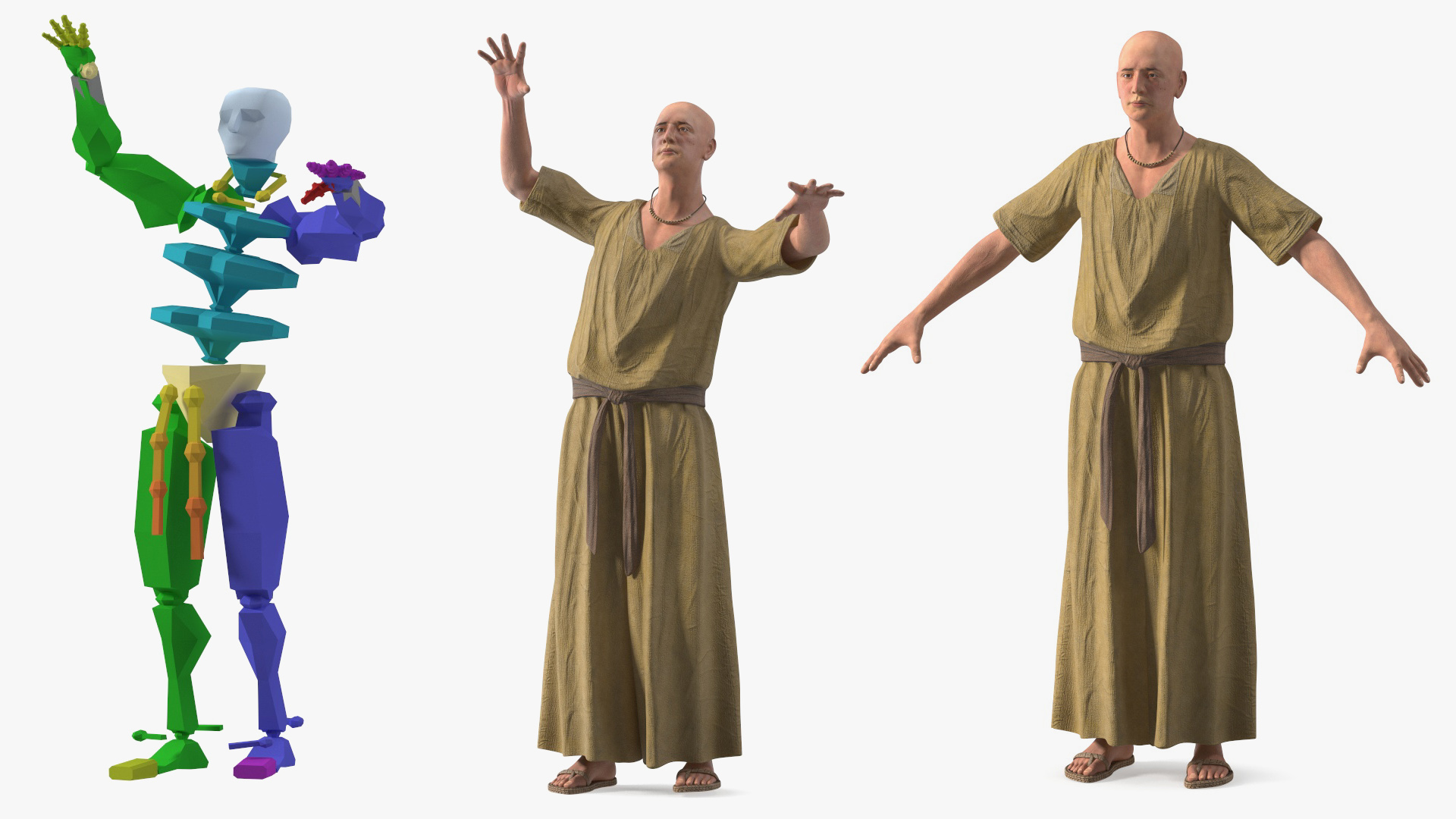 3D model Ancient Priest Rigged for Cinema 4D