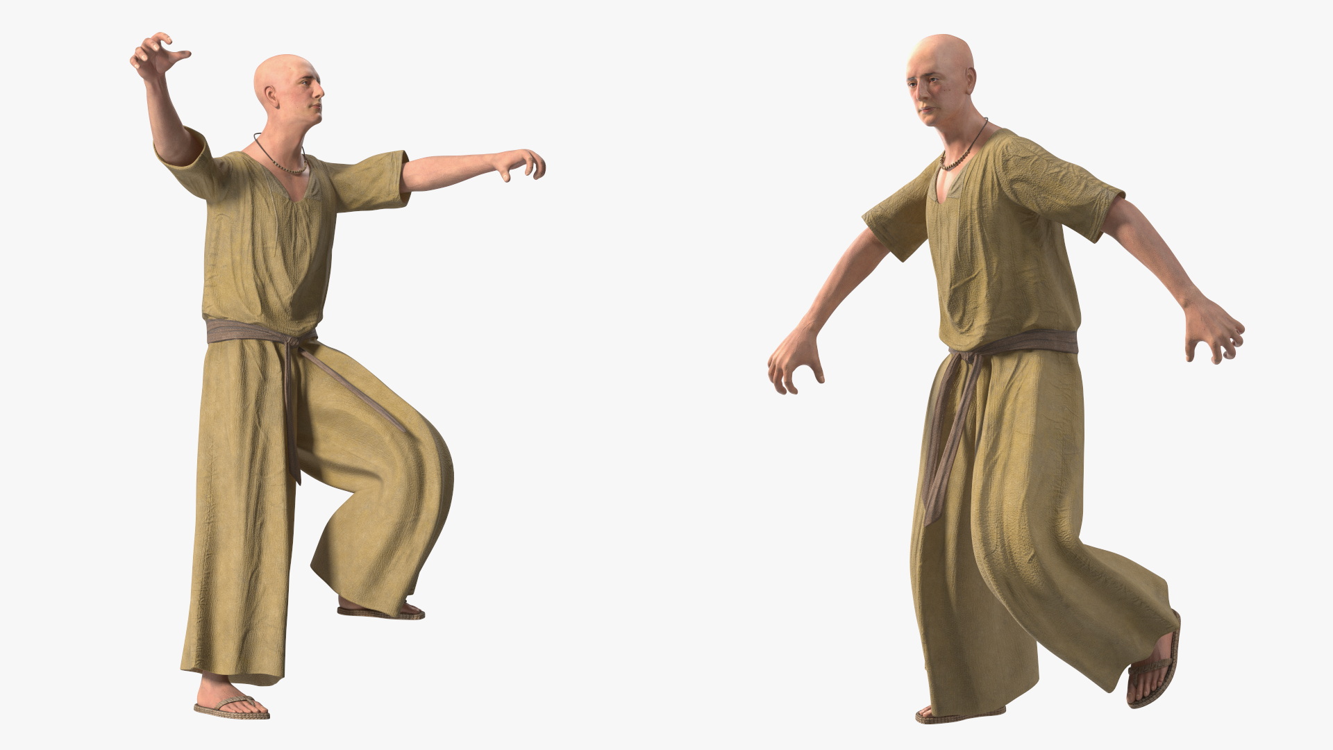 3D model Ancient Priest Rigged for Cinema 4D