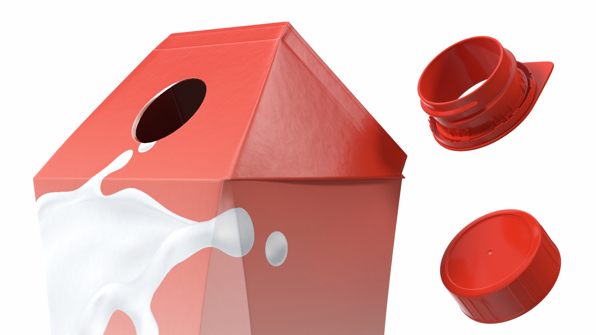 3D Drink Carton Pack with Screw Cap Mockup Red model