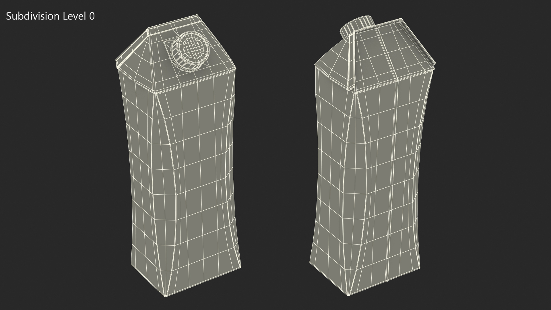 3D Drink Carton Pack with Screw Cap Mockup Red model