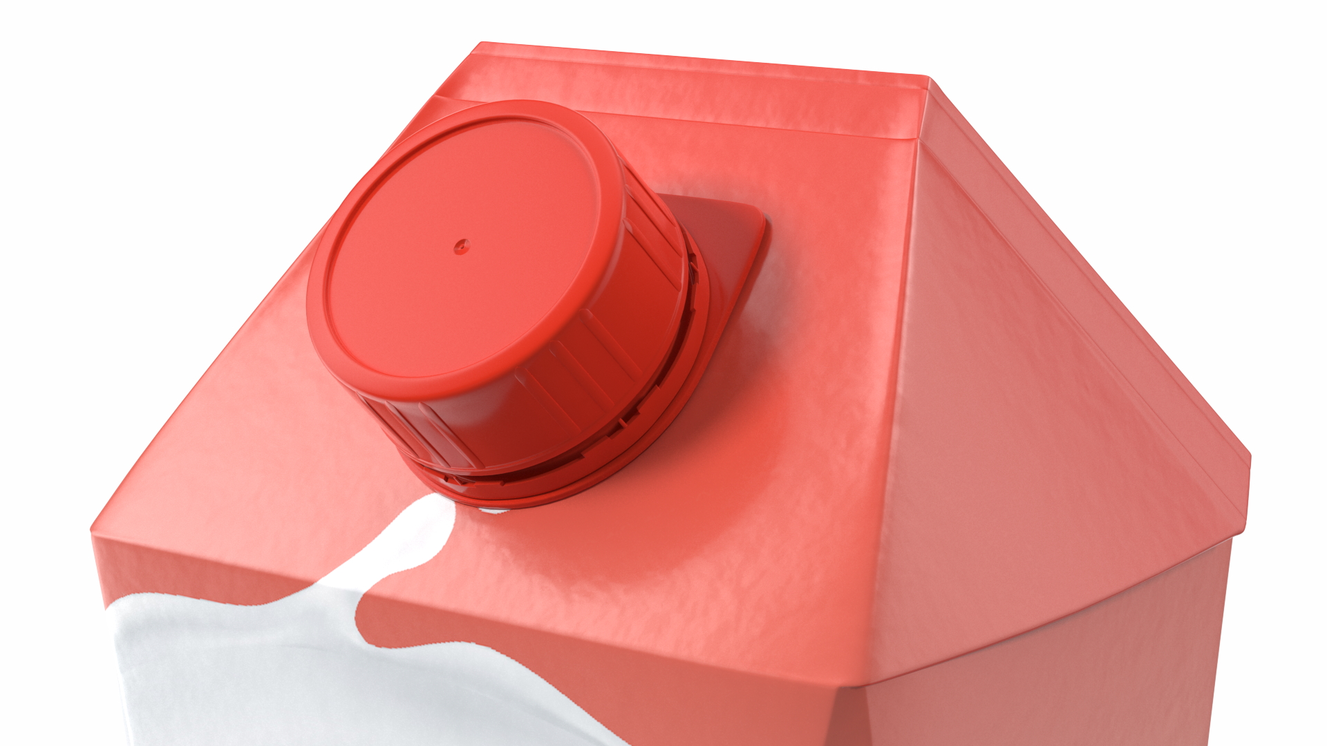 3D Drink Carton Pack with Screw Cap Mockup Red model
