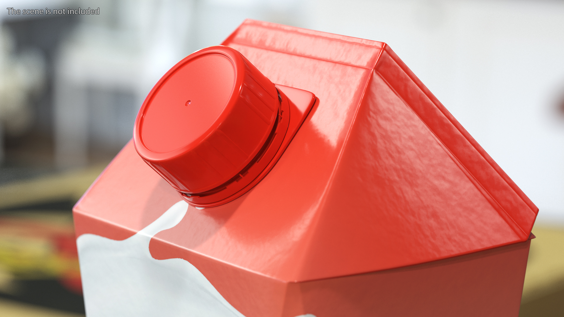 3D Drink Carton Pack with Screw Cap Mockup Red model