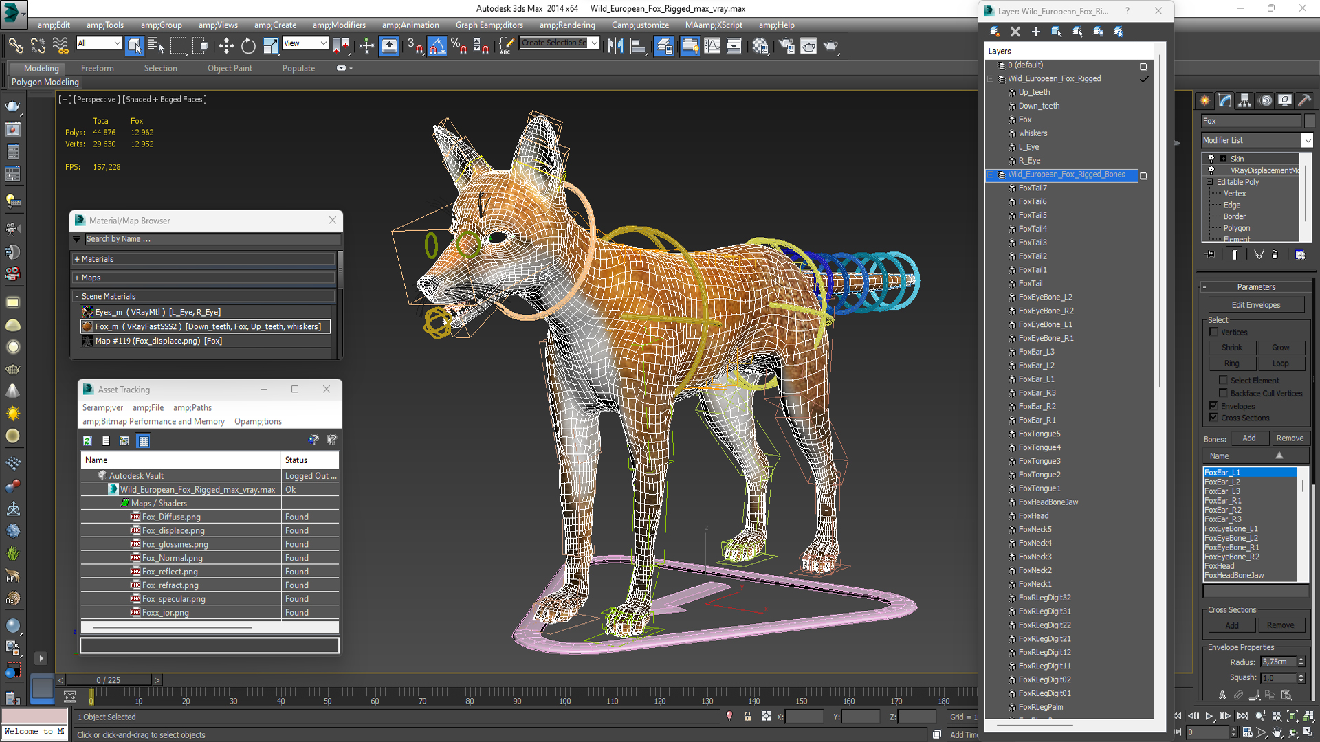 3D Wild European Fox Rigged for Cinema 4D model