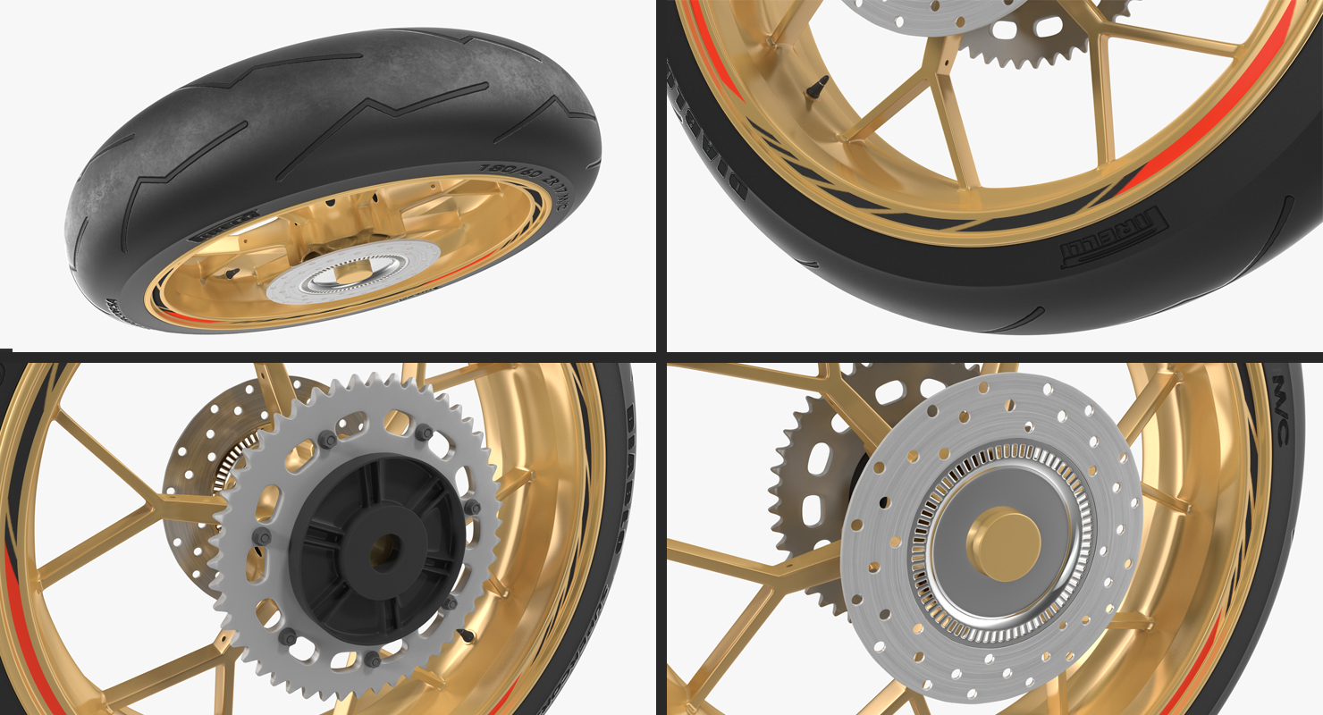 Sport Motorcycle Back Wheel 3D