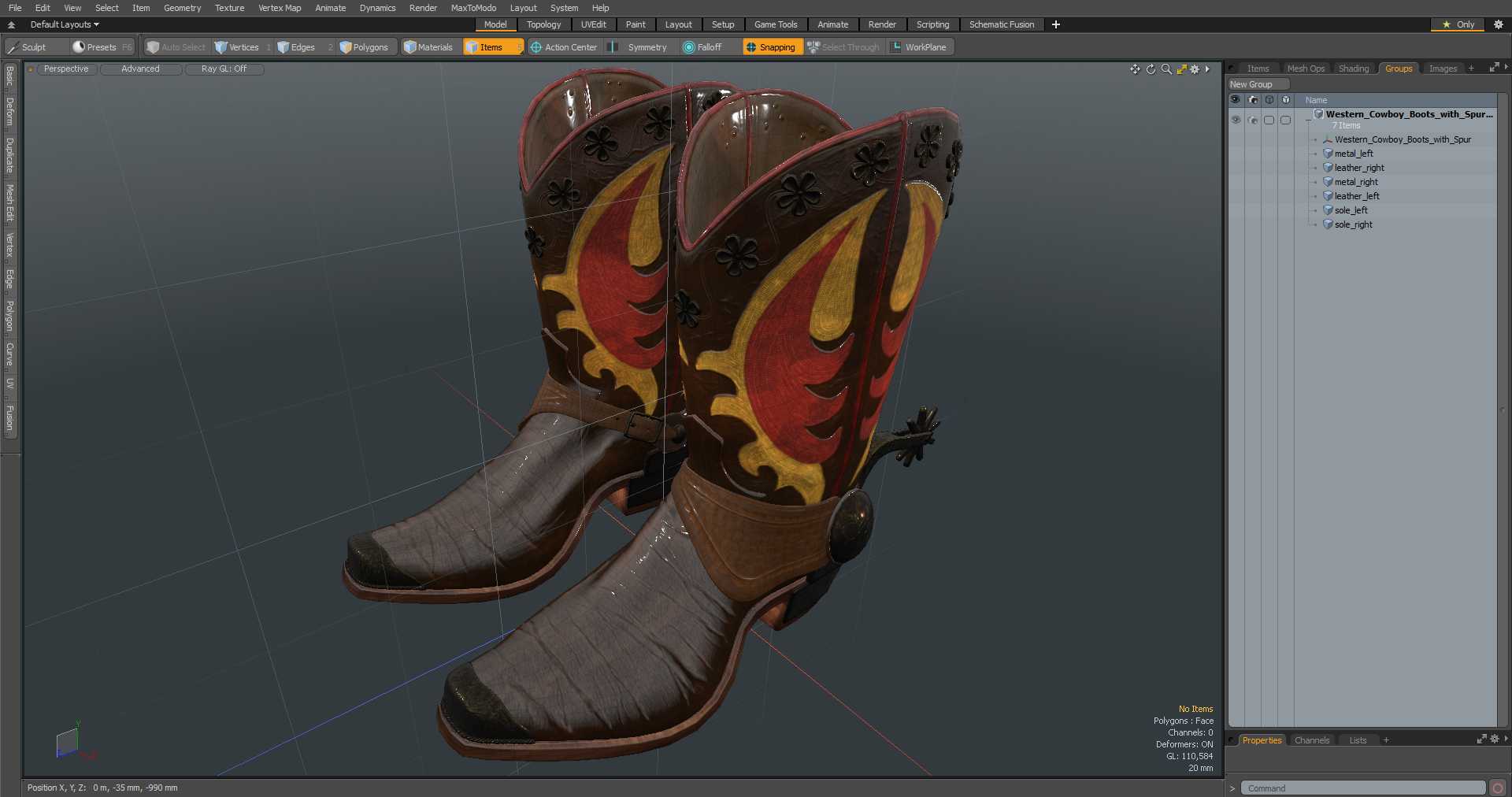 3D model Western Cowboy Boots with Spur