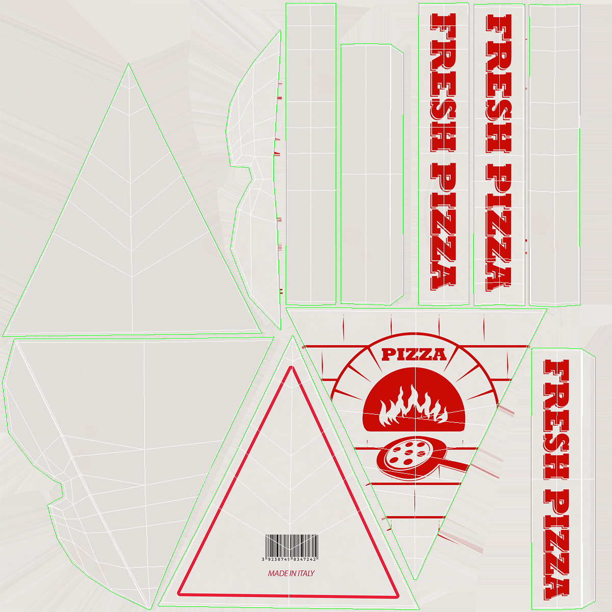 3D Triangle Pizzeria Packaging Box