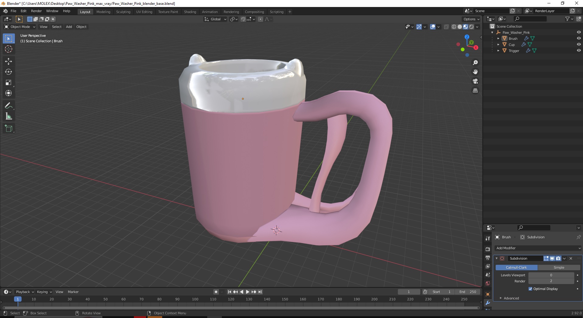 3D model Paw Washer Pink