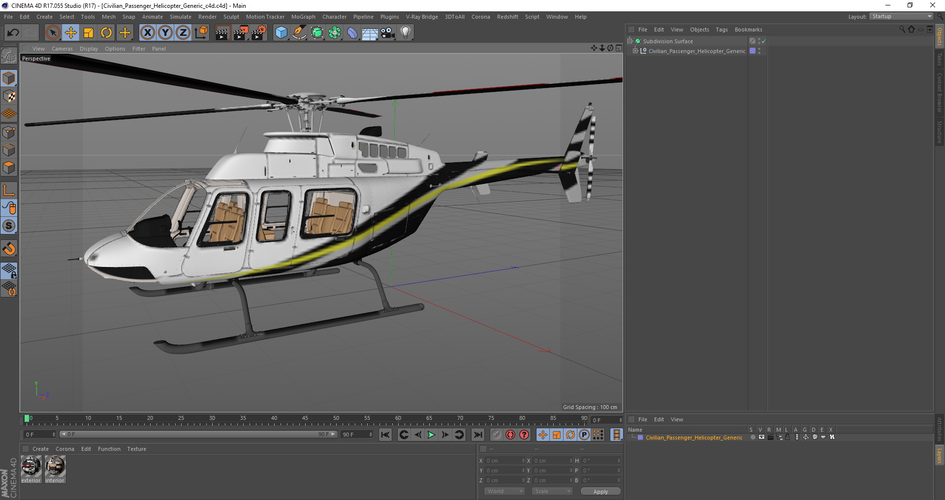 Civilian Passenger Helicopter Generic 3D