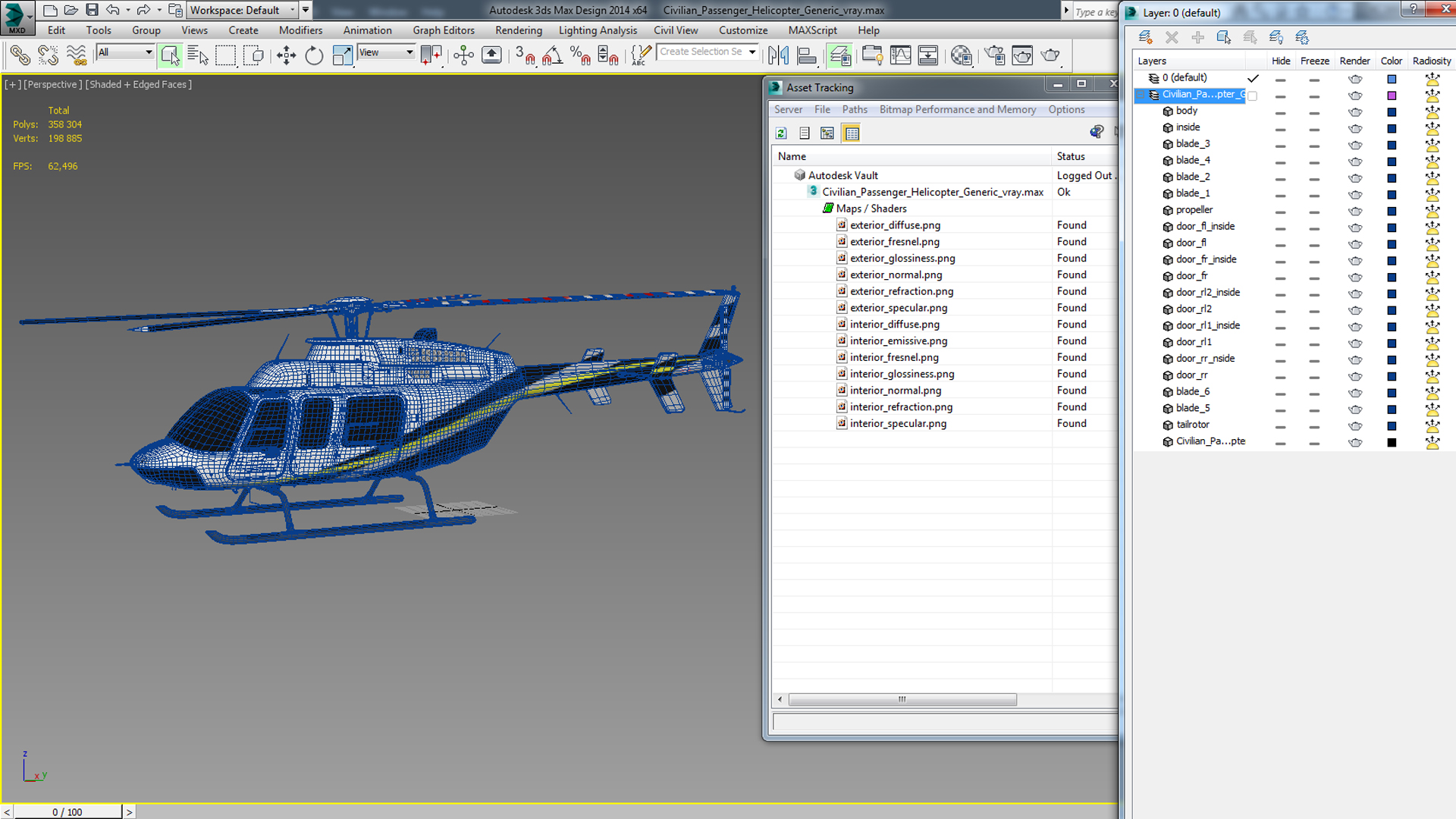 Civilian Passenger Helicopter Generic 3D