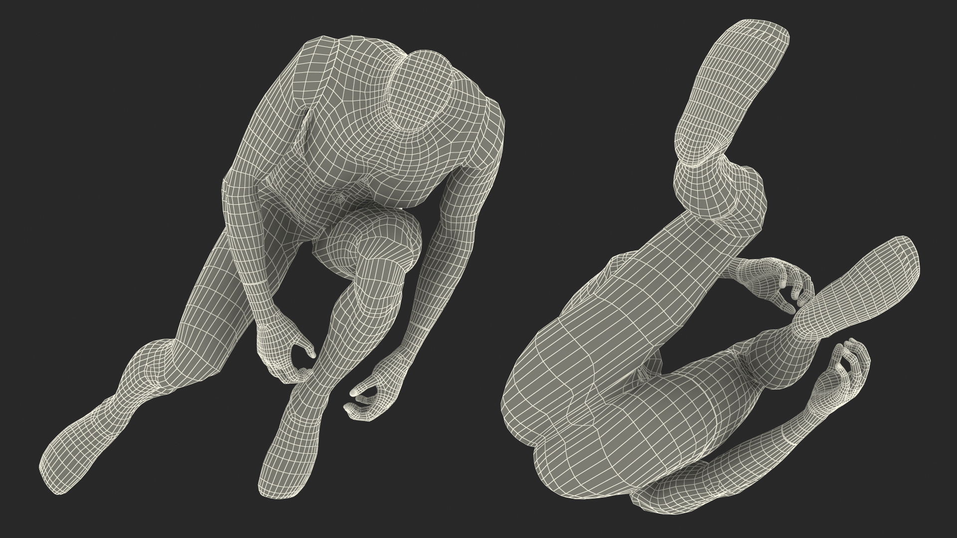 Female Sports Mannequin Sitting Black 3D