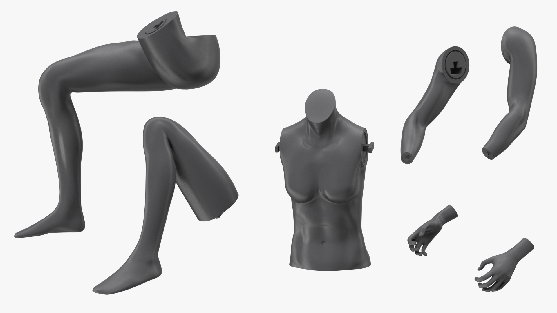 Female Sports Mannequin Sitting Black 3D