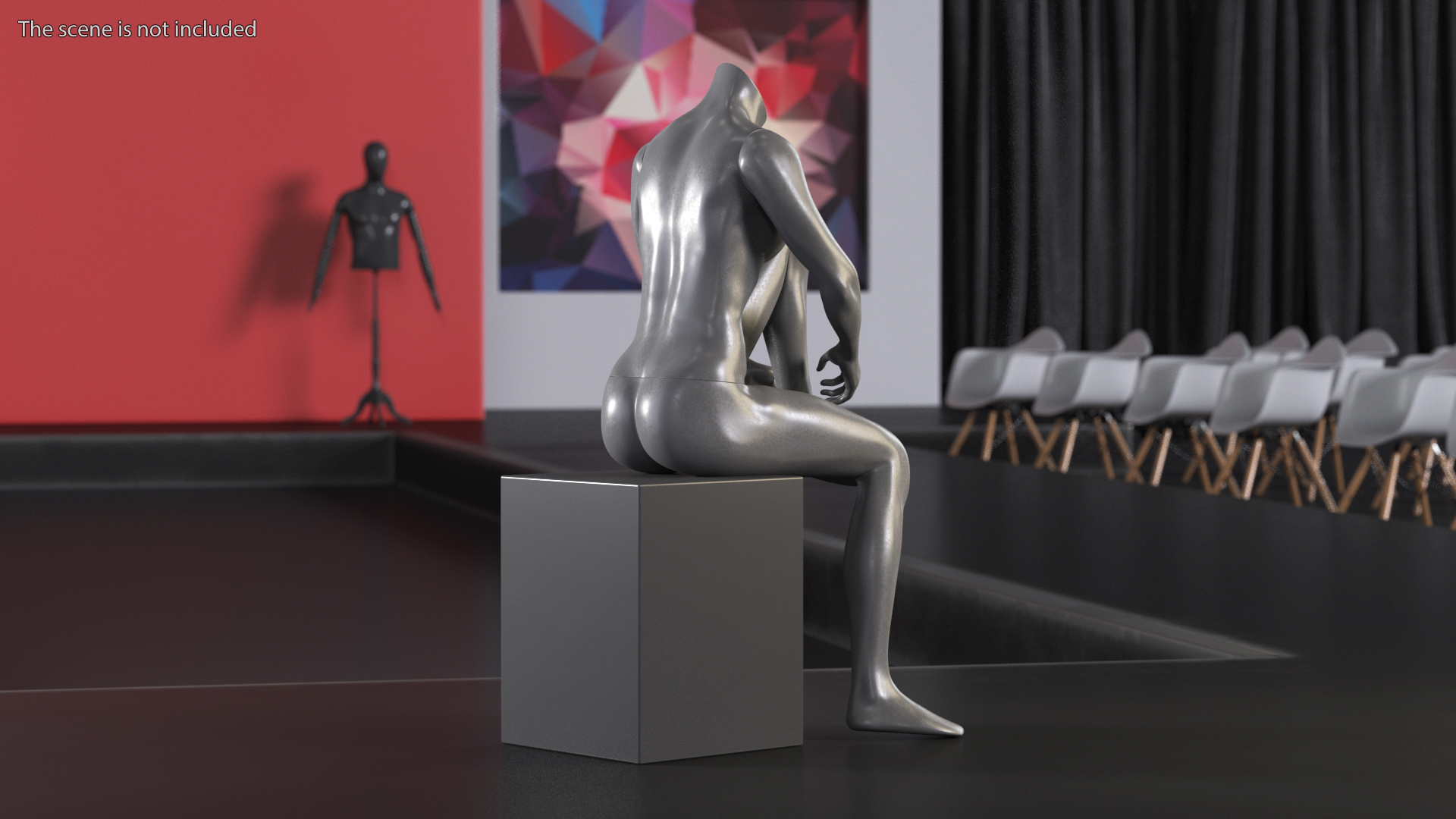 Female Sports Mannequin Sitting Black 3D
