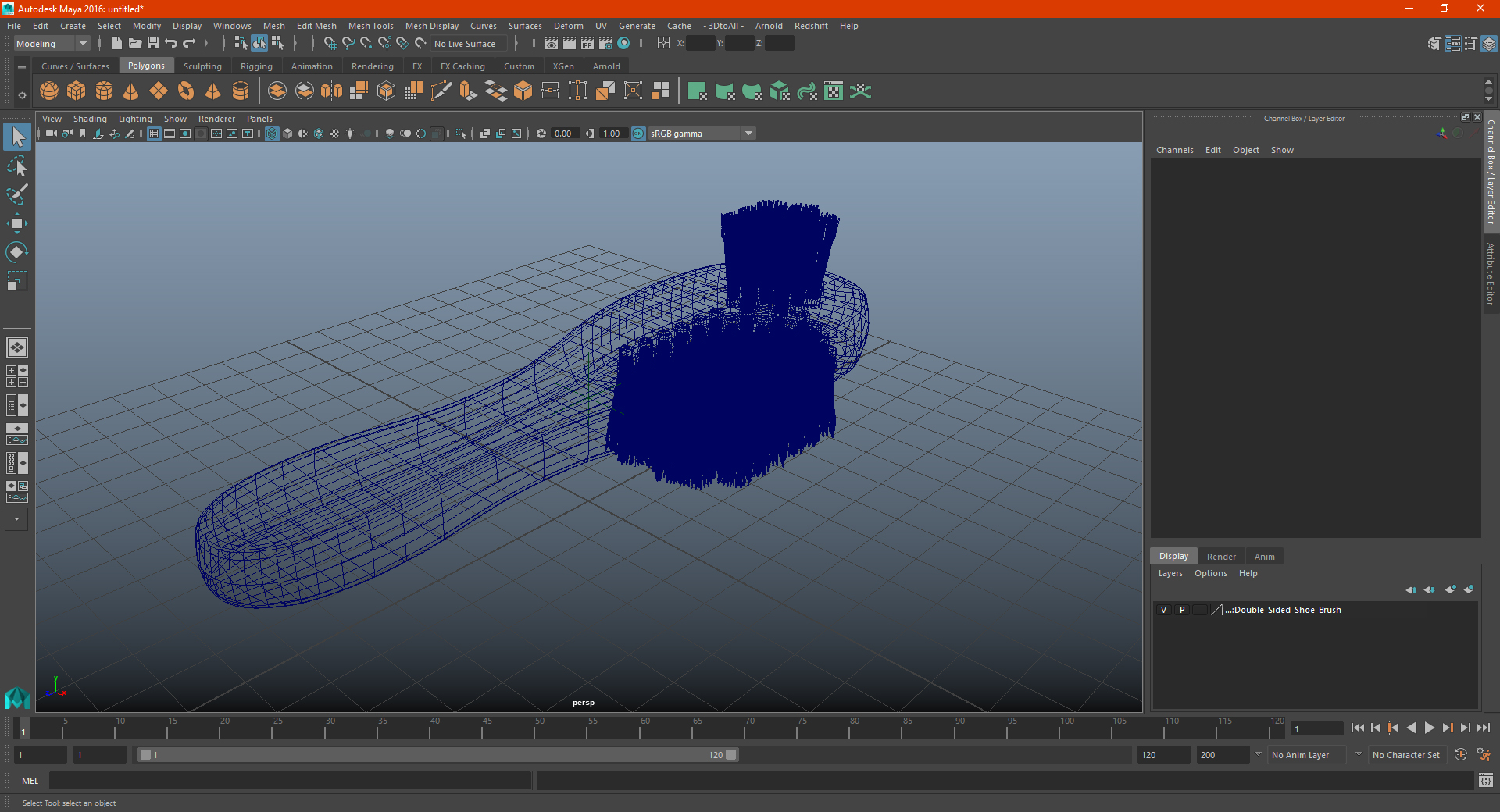 3D Double Sided Shoe Brush model