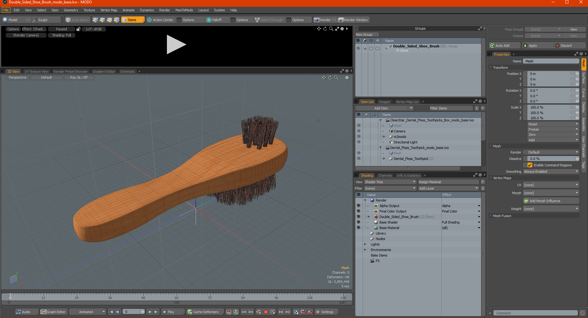 3D Double Sided Shoe Brush model