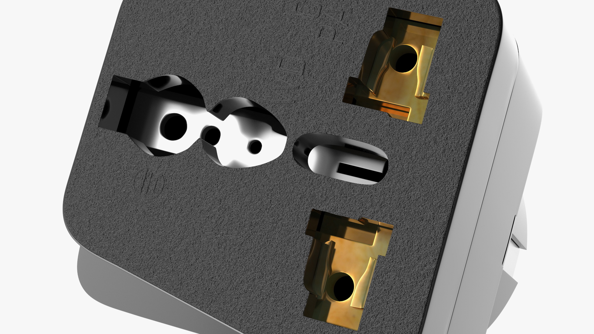 Type E F Universal Plug Adapter Black 3D