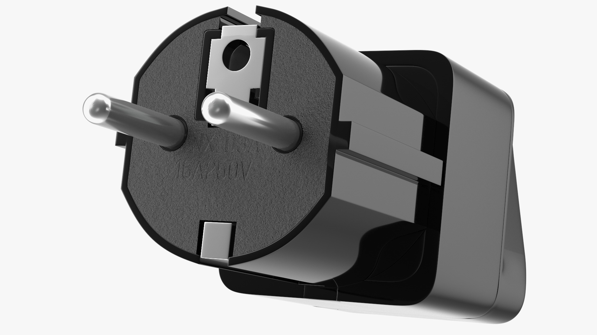 Type E F Universal Plug Adapter Black 3D