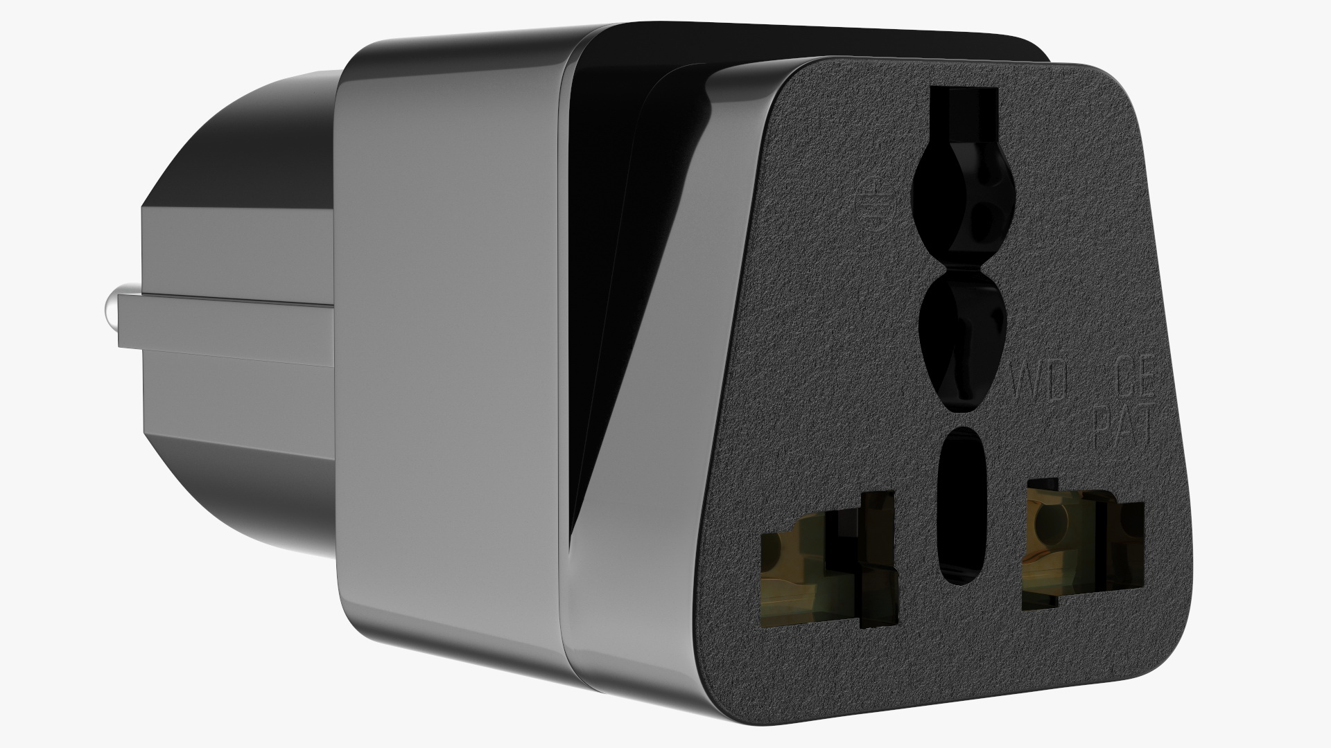 Type E F Universal Plug Adapter Black 3D