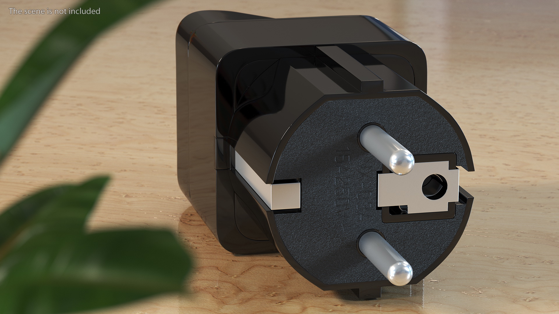 Type E F Universal Plug Adapter Black 3D