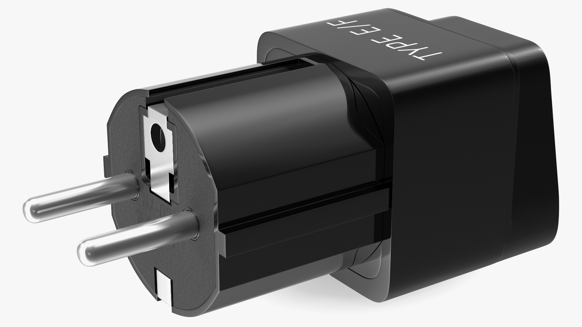 Type E F Universal Plug Adapter Black 3D