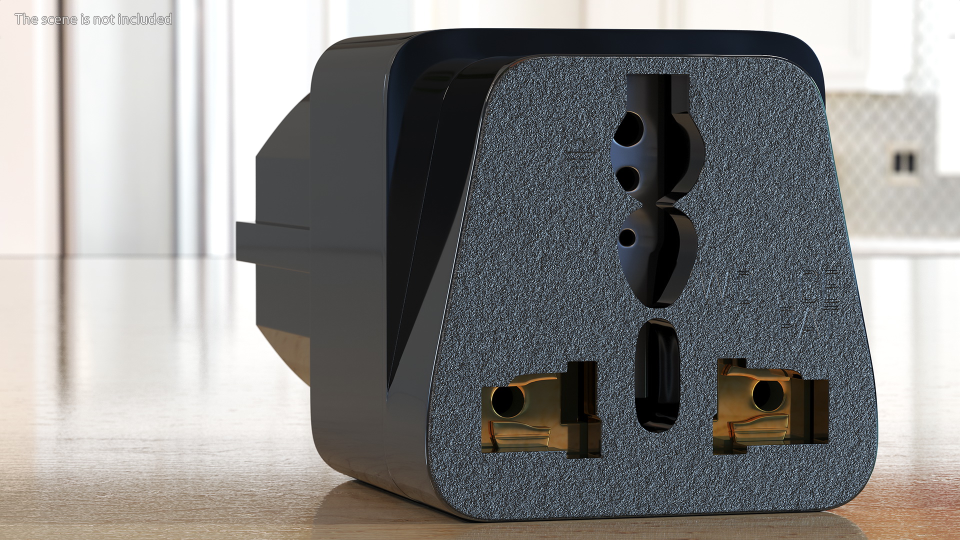 Type E F Universal Plug Adapter Black 3D