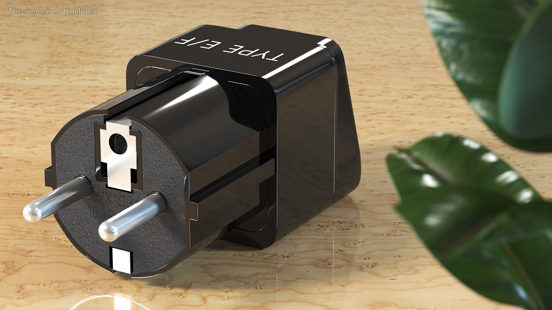 Type E F Universal Plug Adapter Black 3D