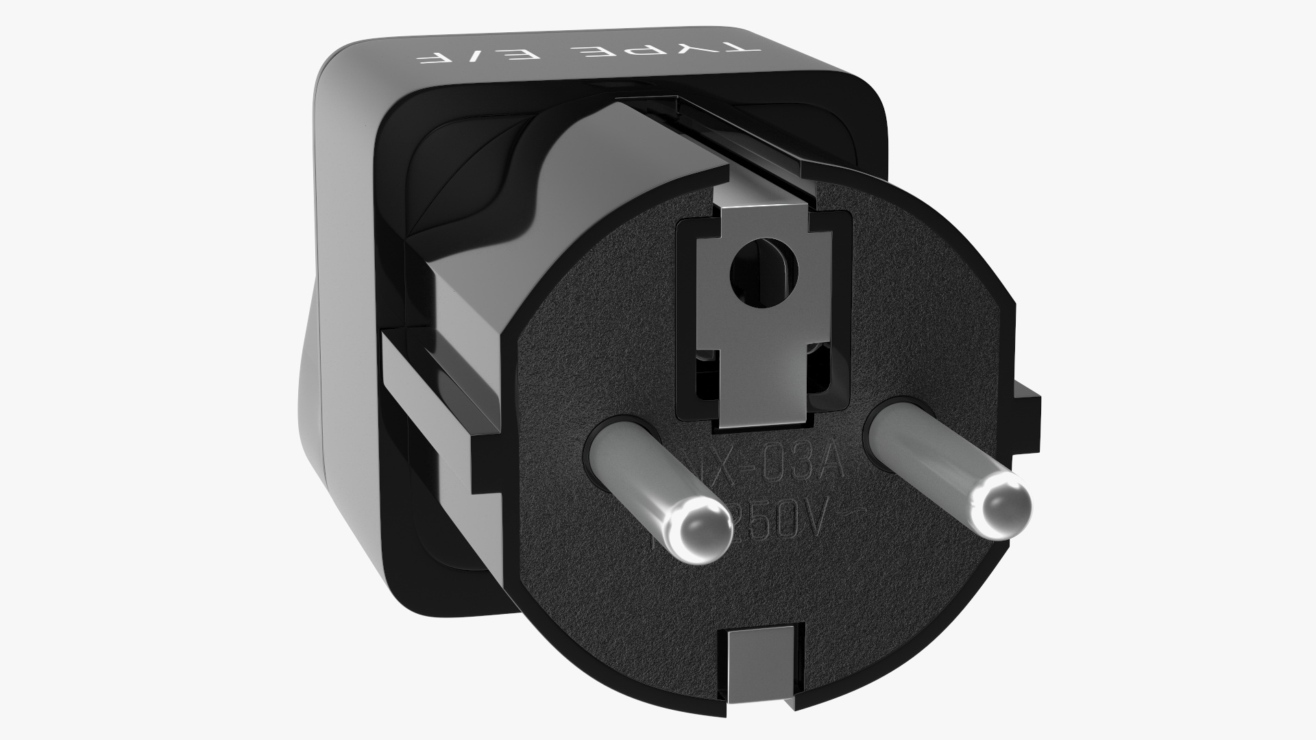 Type E F Universal Plug Adapter Black 3D